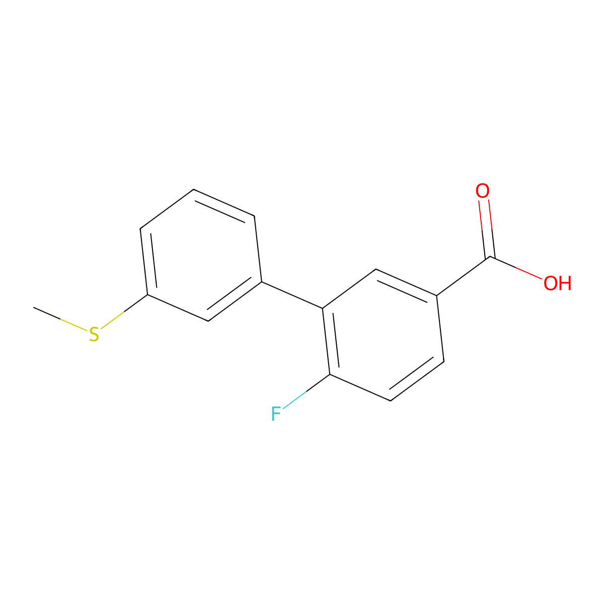 4-Fluoro-3-(3-methylthiophenyl)benzoic acid molecular structure, CAS 1262007-25-9