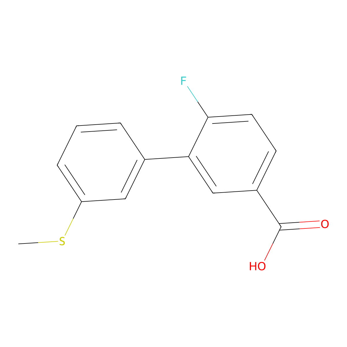4-Fluoro-3-(3-methylthiophenyl)benzoic acid molecular structure, CAS 1262007-25-9