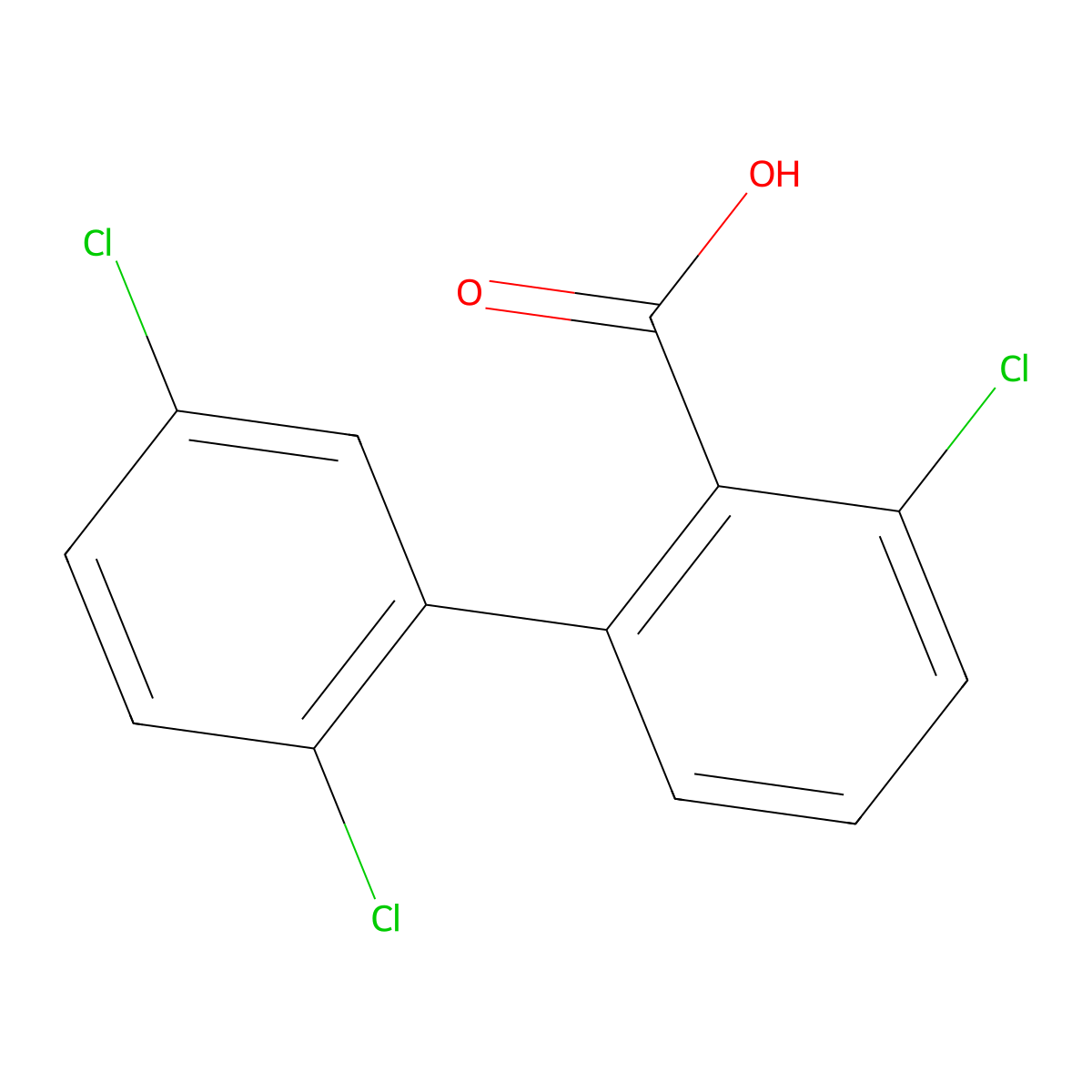 6-Chloro-2-(2,5-dichlorophenyl)benzoic acid molecular structure, CAS 1262007-33-9