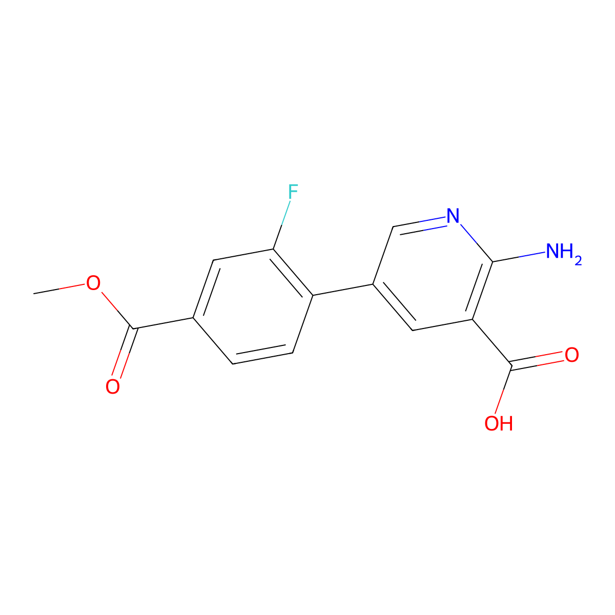 2-Amino-5-(2-fluoro-4-methoxycarbonylphenyl)nicotinic acid molecular structure, CAS 1262007-98-6