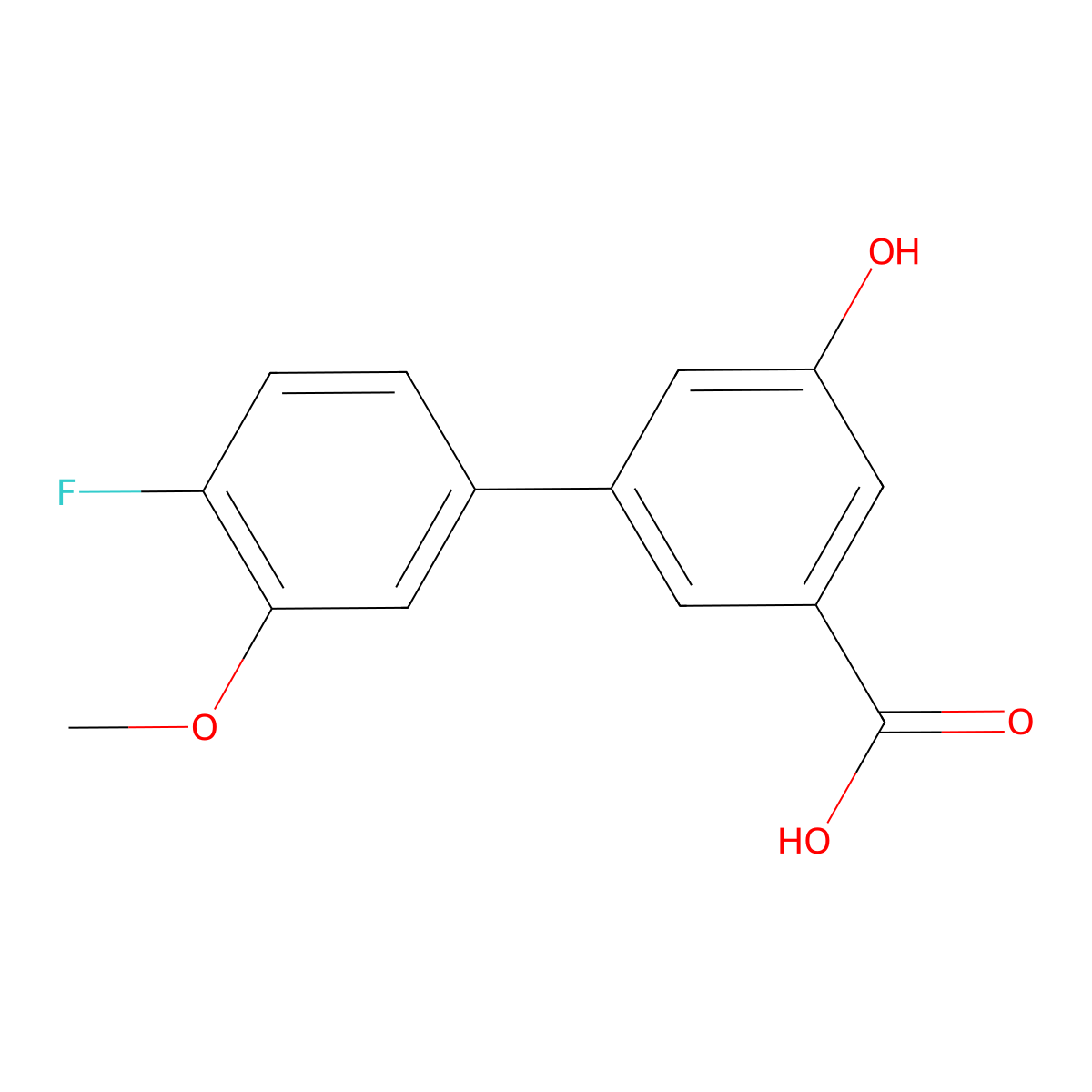 3-(4-Fluoro-3-methoxyphenyl)-5-hydroxybenzoic acid molecular structure, CAS 1262008-25-2
