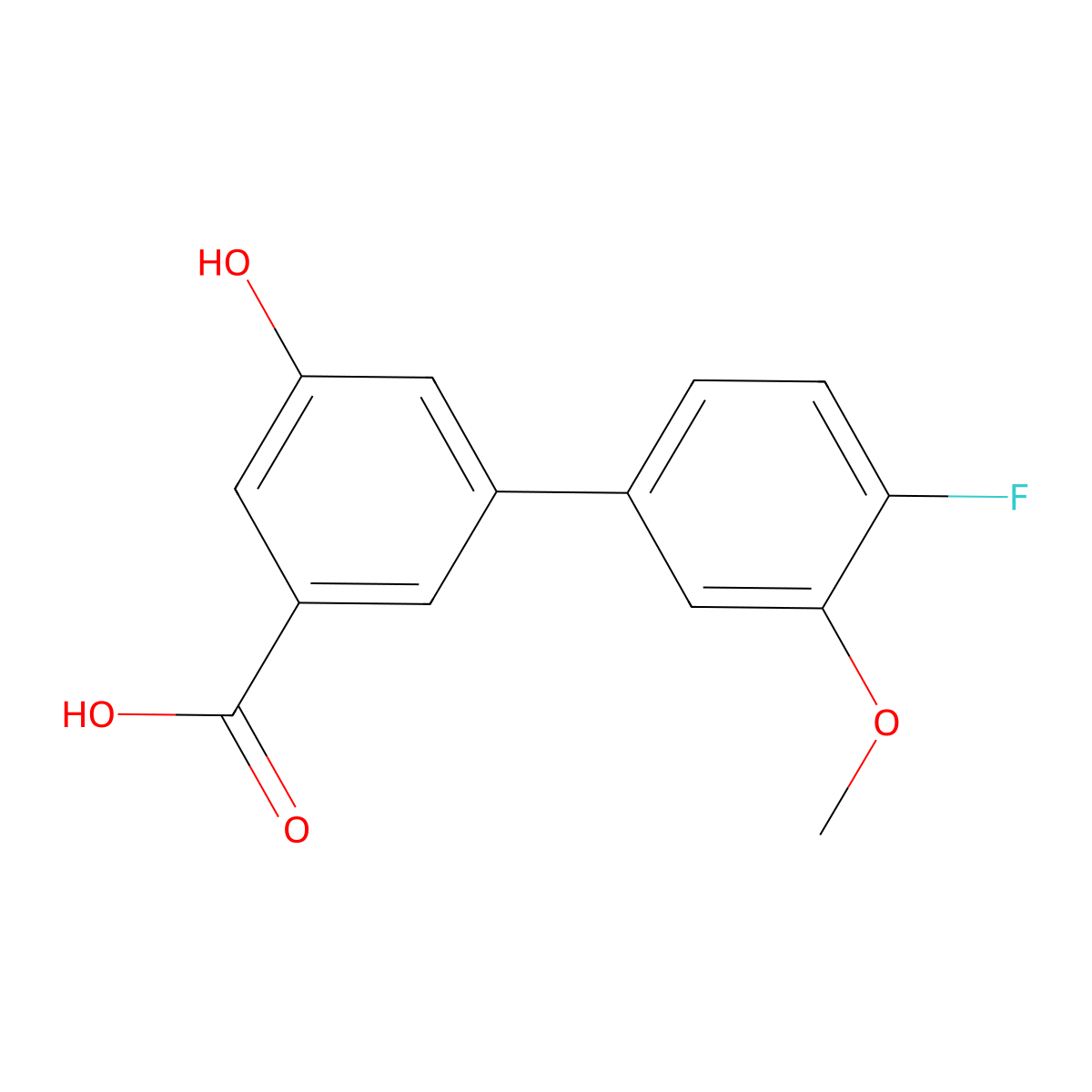 3-(4-Fluoro-3-methoxyphenyl)-5-hydroxybenzoic acid molecular structure, CAS 1262008-25-2