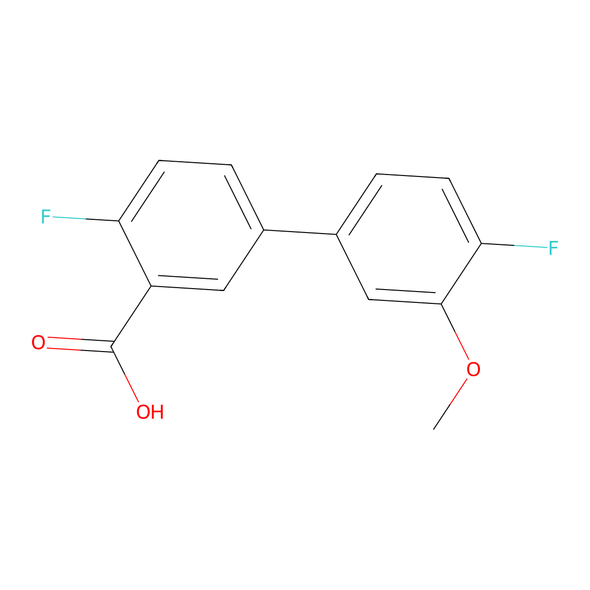 2-Fluoro-5-(4-fluoro-3-methoxyphenyl)benzoic acid molecular structure, CAS 1262008-43-4