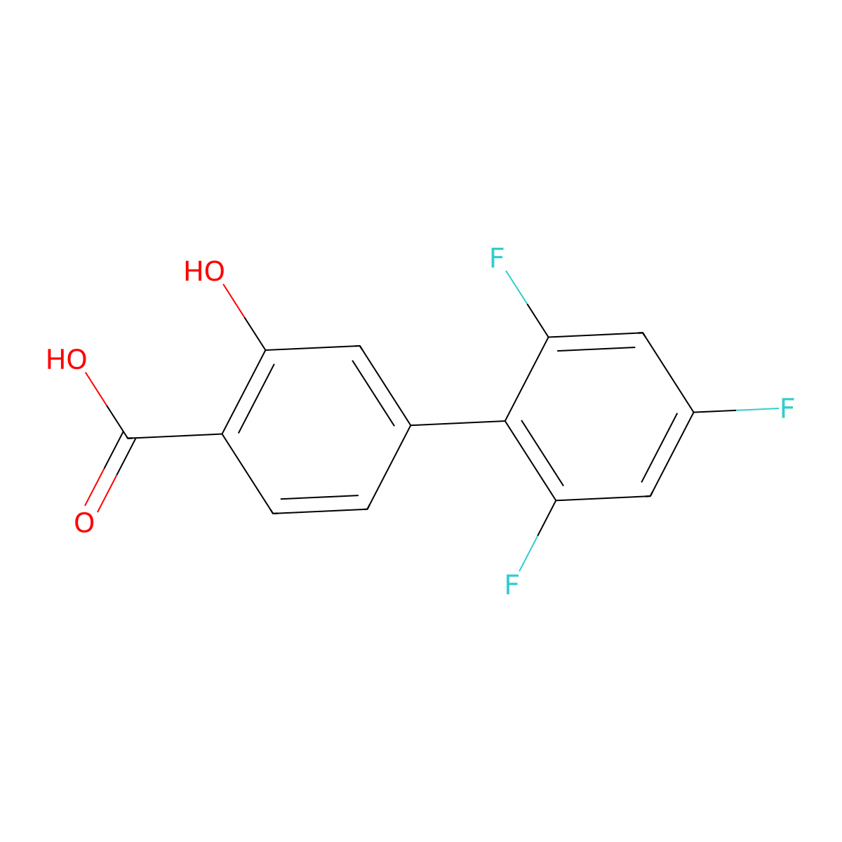 2-Hydroxy-4-(2,4,6-trifluorophenyl)benzoic acid molecular structure, CAS 1262008-49-0