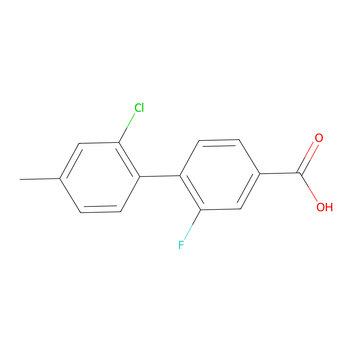 4-(2-Chloro-4-methylphenyl)-3-fluorobenzoic acid molecular structure, CAS 1262008-90-1