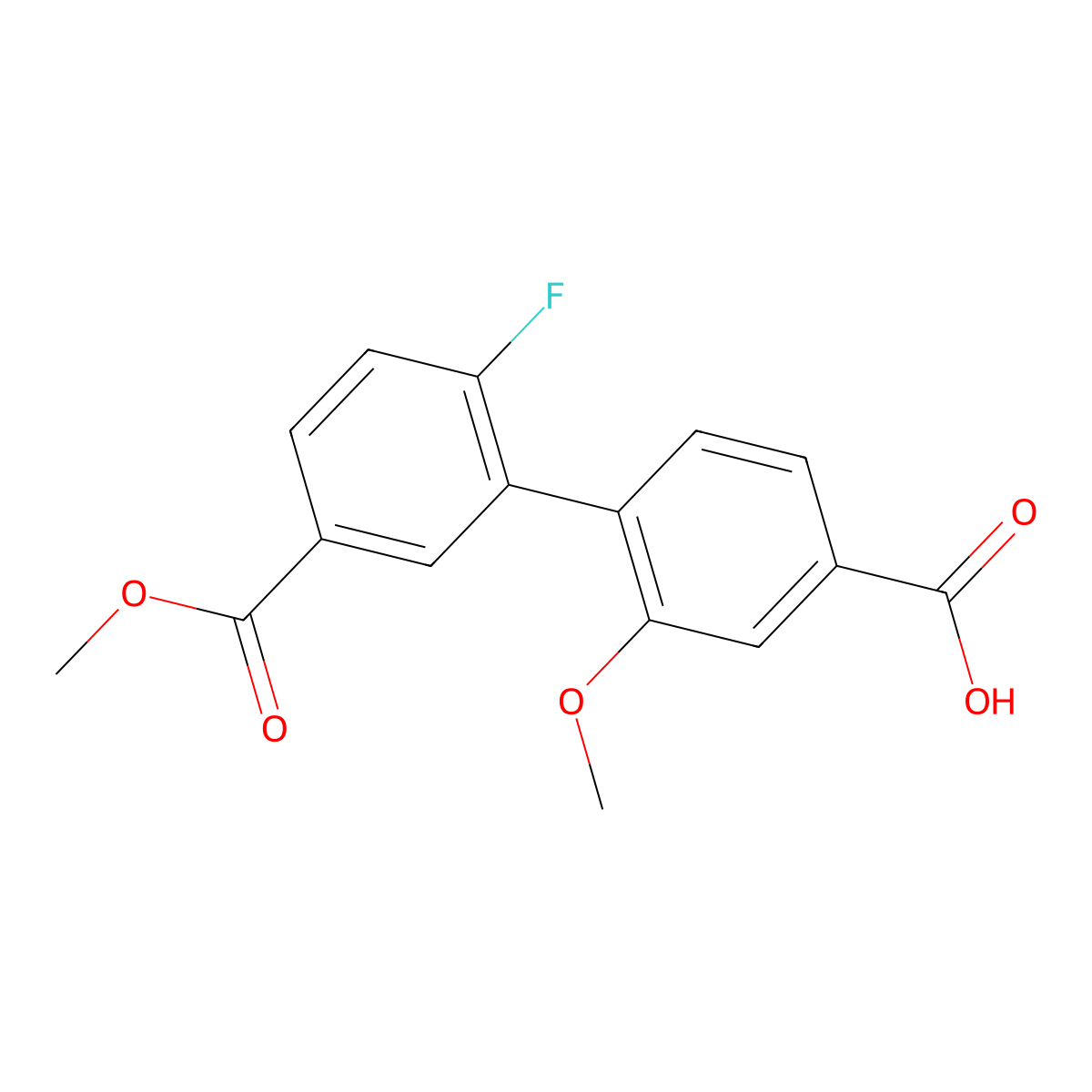 4-(2-Fluoro-5-methoxycarbonylphenyl)-3-methoxybenzoic acid molecular structure, CAS 1262009-18-6