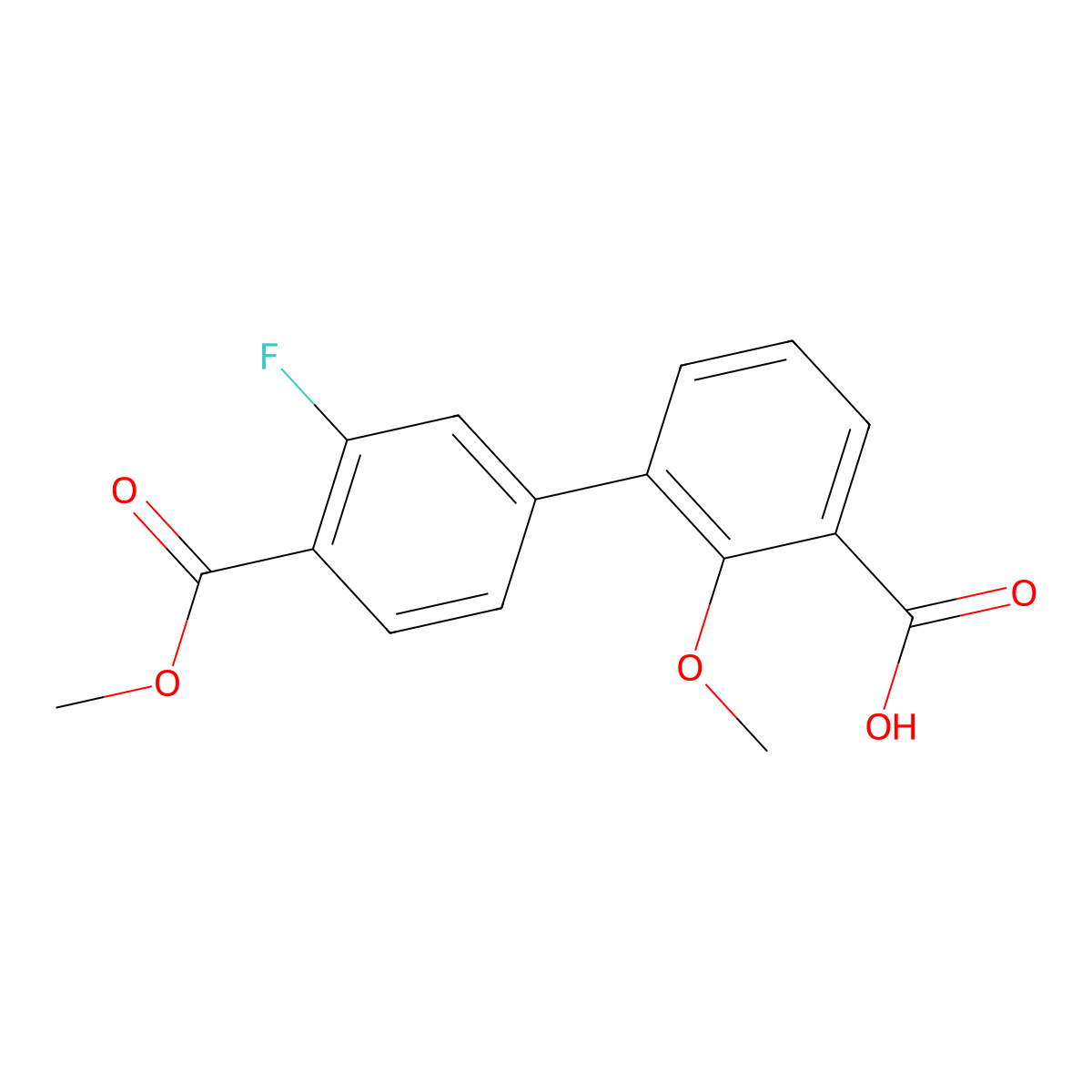 3-(3-Fluoro-4-methoxycarbonylphenyl)-2-methoxybenzoic acid molecular structure, CAS 1262009-36-8