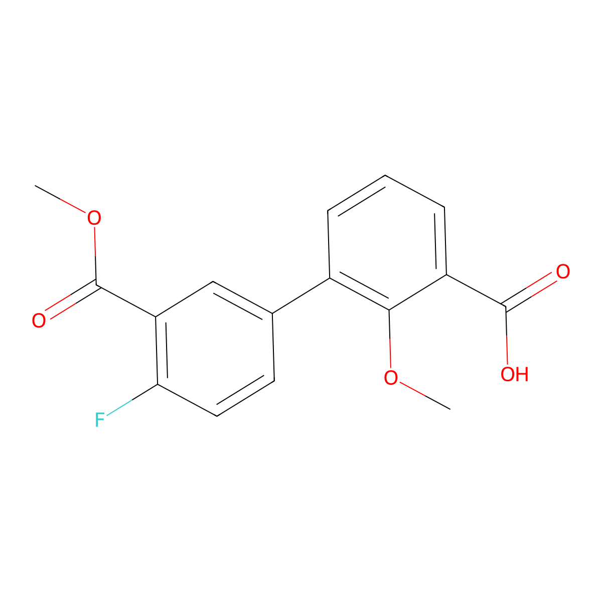 3-(4-Fluoro-3-methoxycarbonylphenyl)-2-methoxybenzoic acid molecular structure, CAS 1262009-54-0