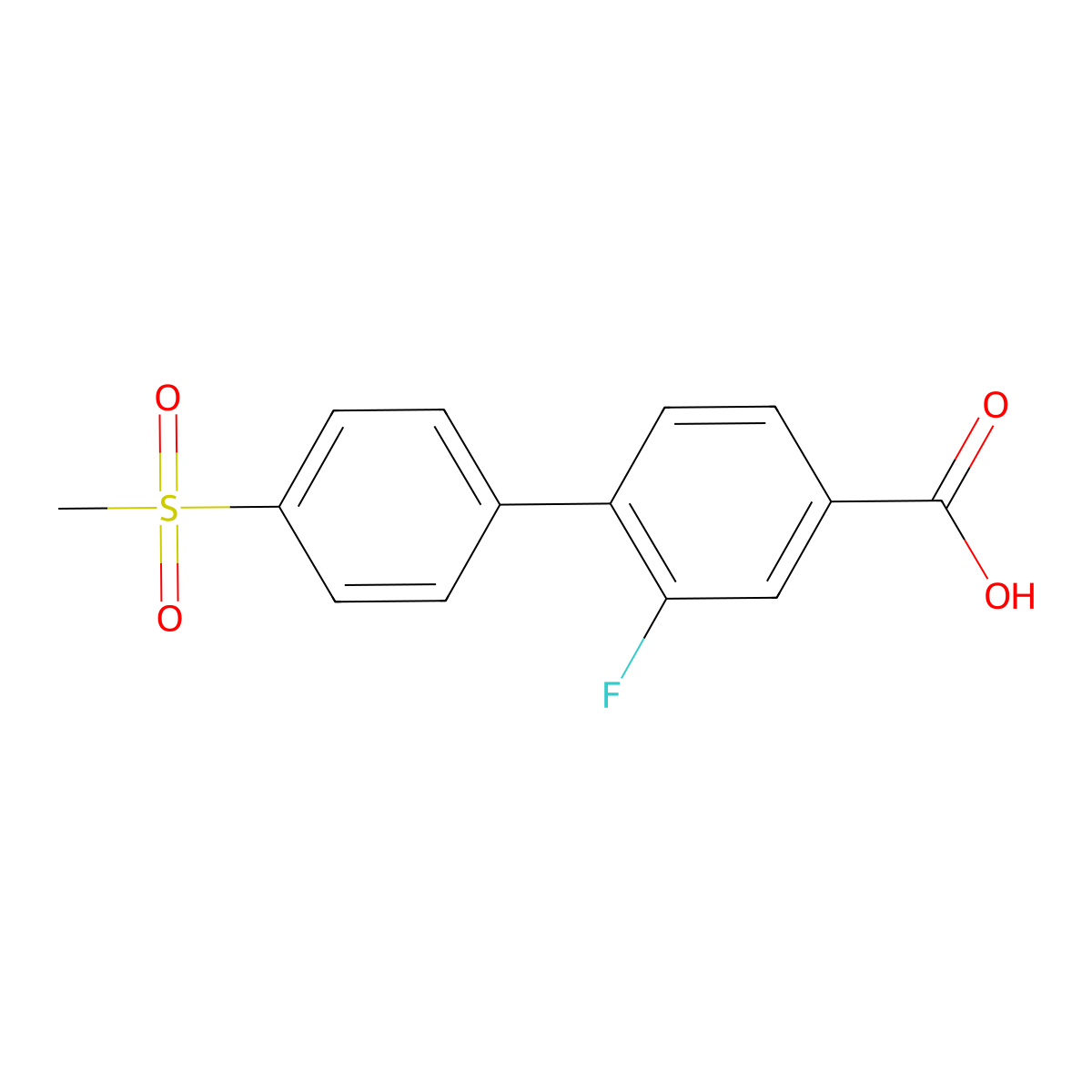 3-Fluoro-4-(4-methylsulfonylphenyl)benzoic acid molecular structure, CAS 1262009-59-5