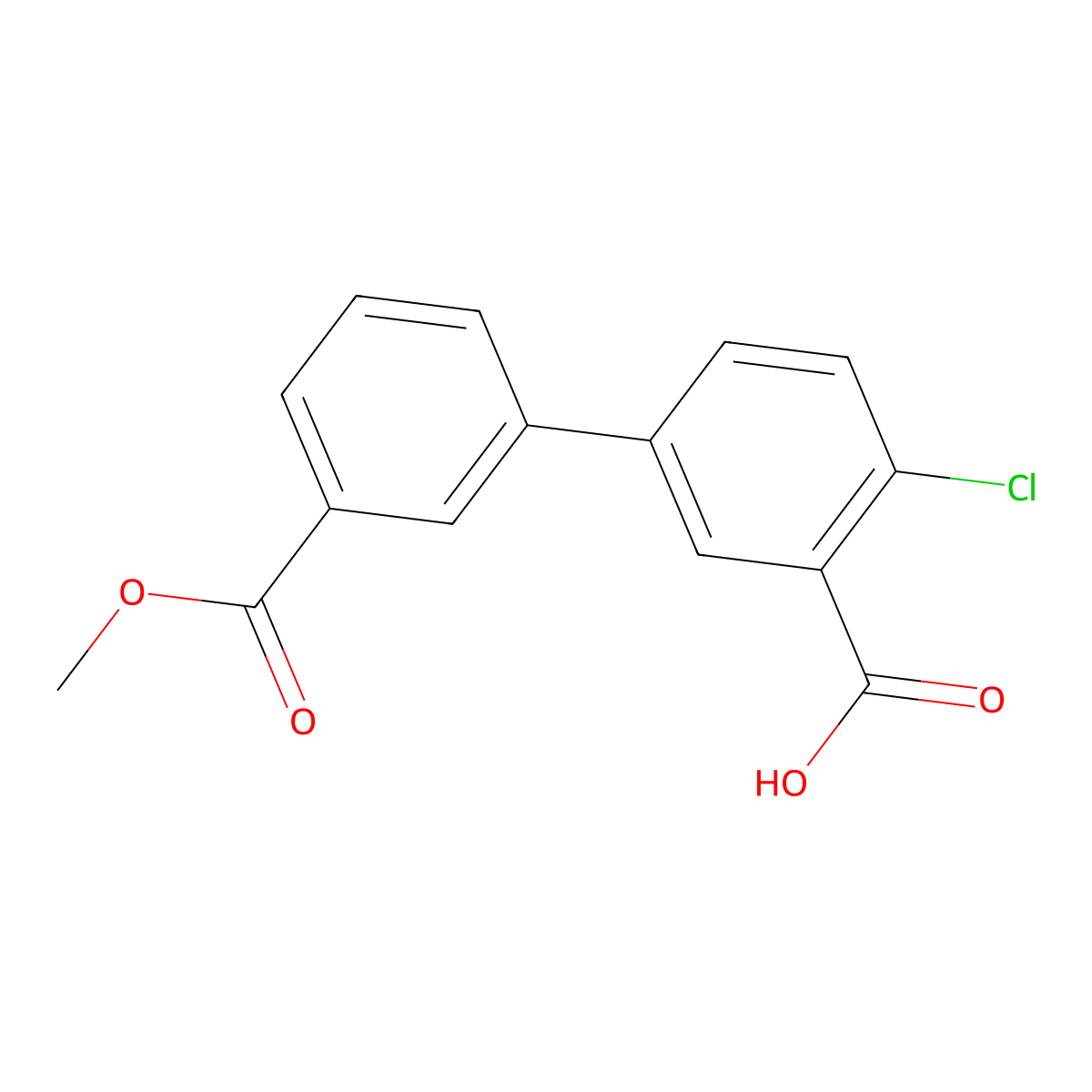 2-Chloro-5-(3-methoxycarbonylphenyl)benzoic acid molecular structure, CAS 1262009-62-0