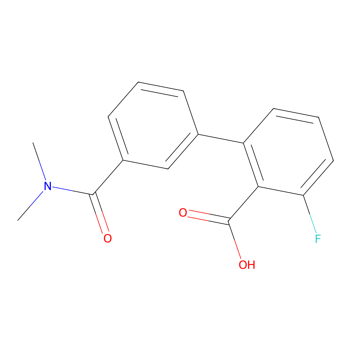 2-[3-(N,N-Dimethylaminocarbonyl)phenyl]-6-fluorobenzoic acid molecular structure, CAS 1262009-92-6