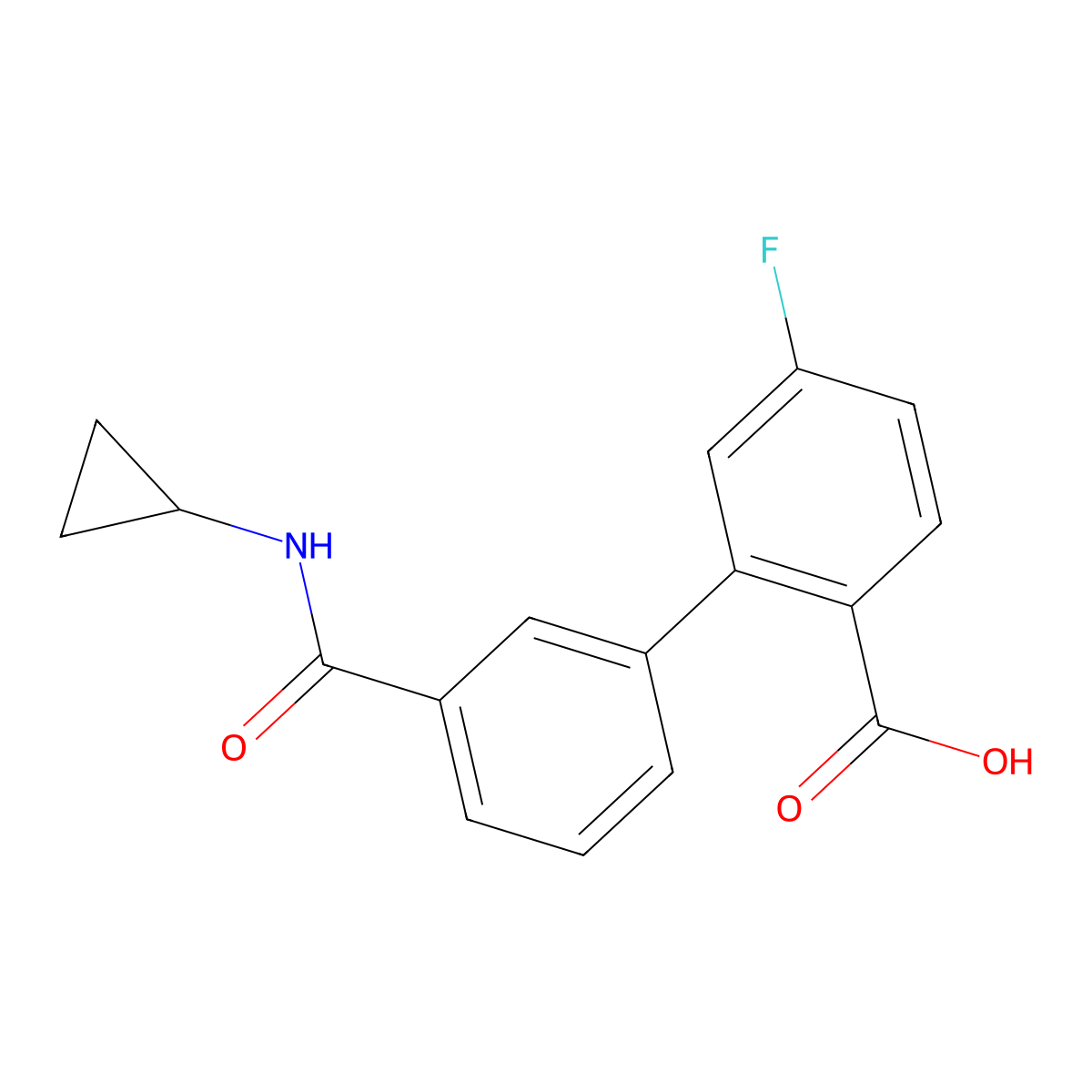 2-[3-(Cyclopropylaminocarbonyl)phenyl]-4-fluorobenzoic acid molecular structure, CAS 1262009-95-9