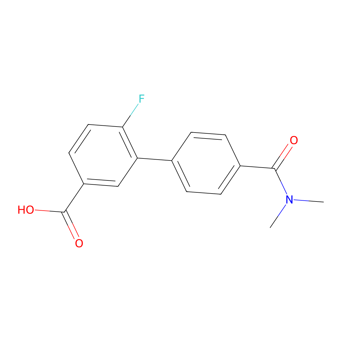 3-[4-(N,N-Dimethylaminocarbonyl)phenyl]-4-fluorobenzoic acid molecular structure, CAS 1262010-01-4