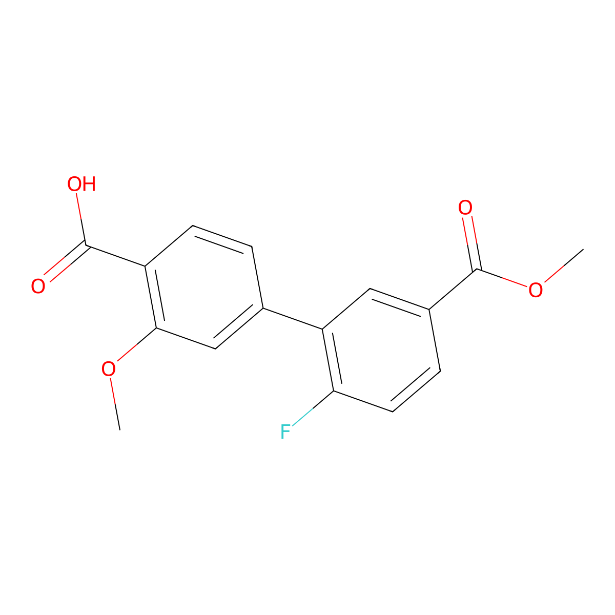 4-(2-Fluoro-5-methoxycarbonylphenyl)-2-methoxybenzoic acid molecular structure, CAS 1262010-21-8