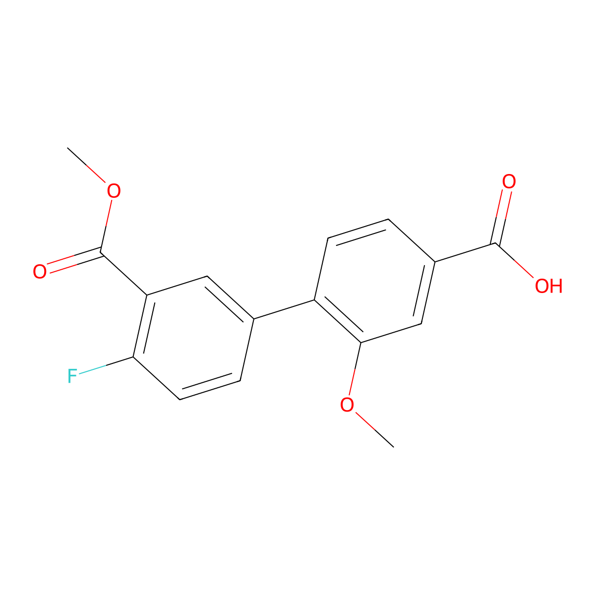 4-(4-Fluoro-3-methoxycarbonylphenyl)-3-methoxybenzoic acid molecular structure, CAS 1262010-34-3