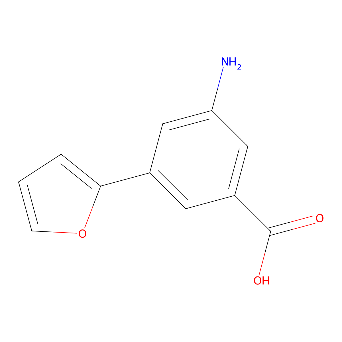 3-Amino-5-(furan-2-YL)benzoic acid molecular structure, CAS 1262010-42-3