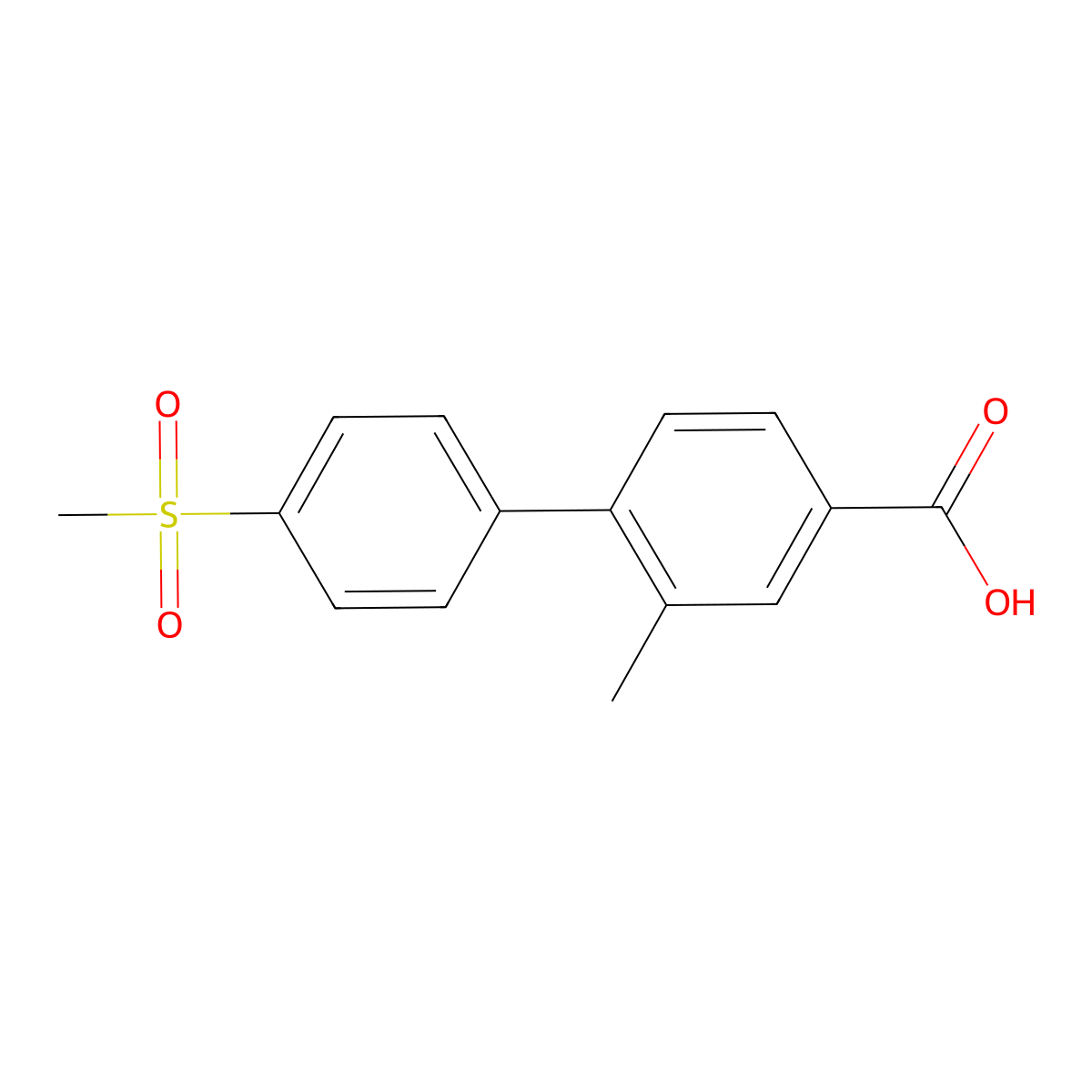 3-Methyl-4-(4-methylsulfonylphenyl)benzoic acid molecular structure, CAS 1262010-49-0
