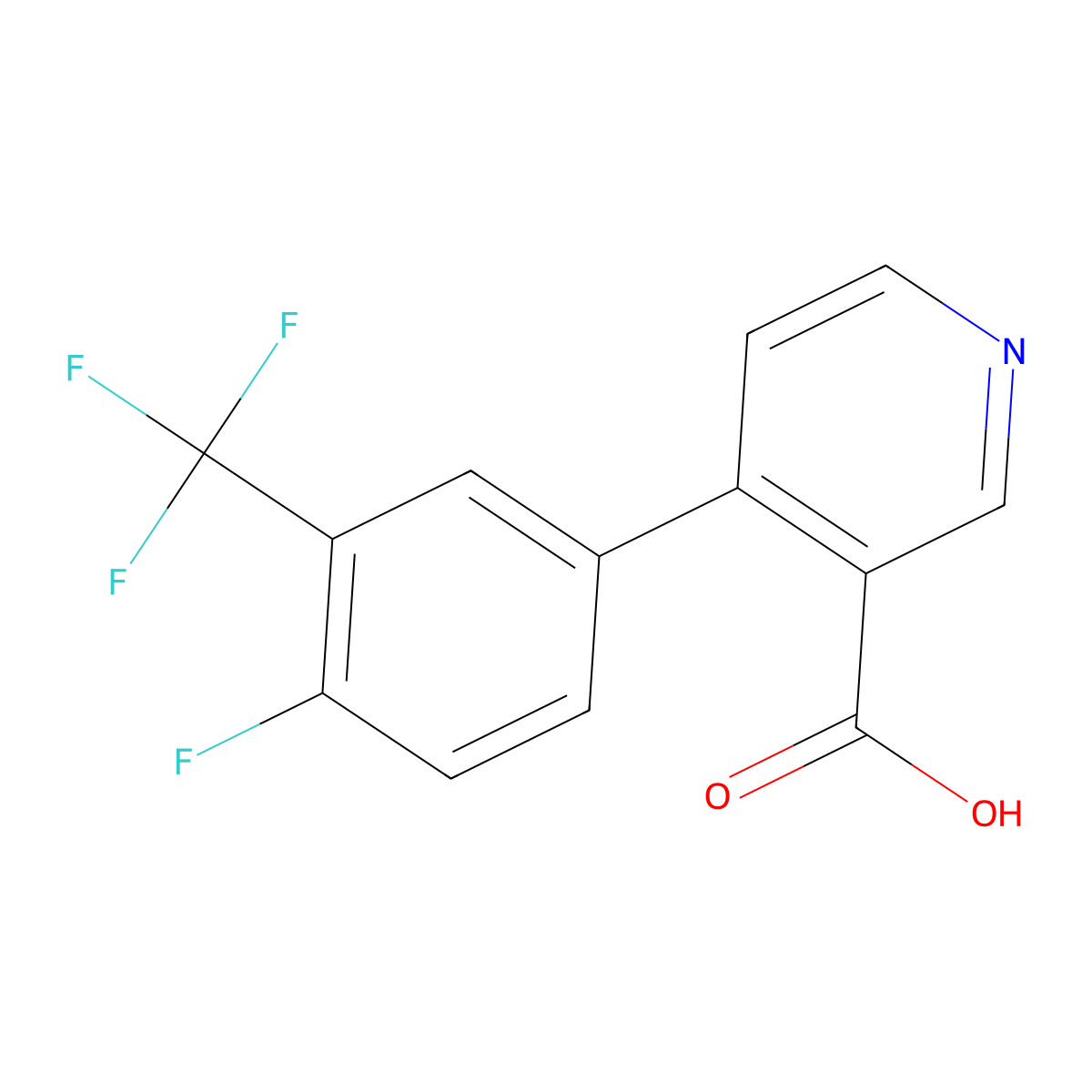 4-[4-Fluoro-3-(trifluoromethyl)phenyl]pyridine-3-carboxylic acid molecular structure, CAS 1262010-52-5
