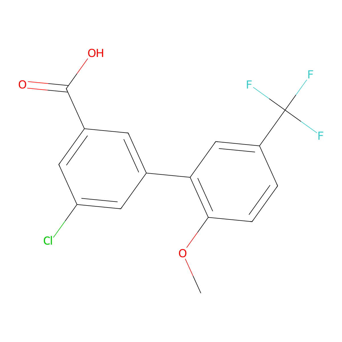 5-Chloro-3-(2-methoxy-5-trifluoromethylphenyl)benzoic acid molecular structure, CAS 1262010-54-7