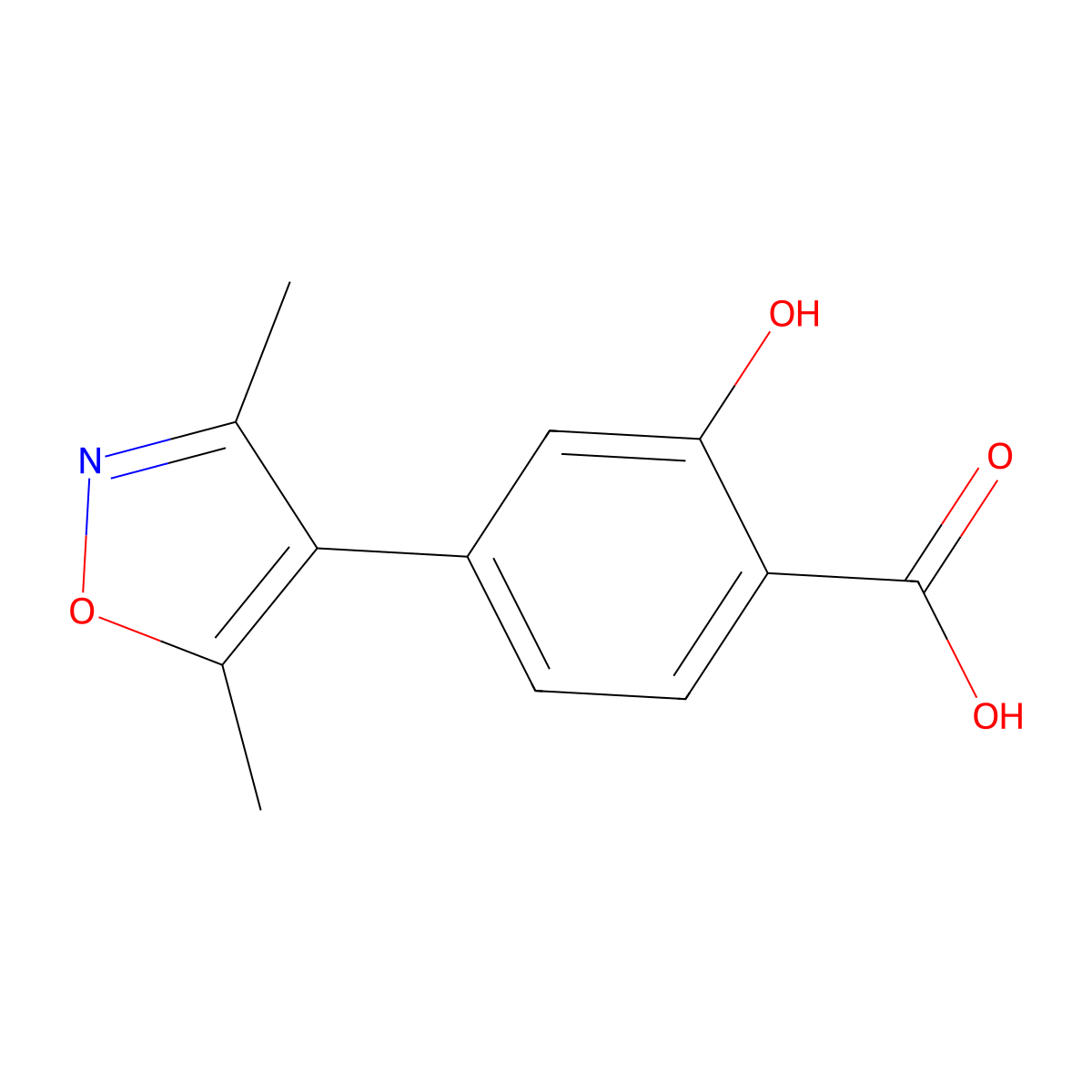4-(3,5-Dimethyl-1,2-oxazol-4-yl)-2-hydroxybenzoic acid molecular structure, CAS 1262010-60-5