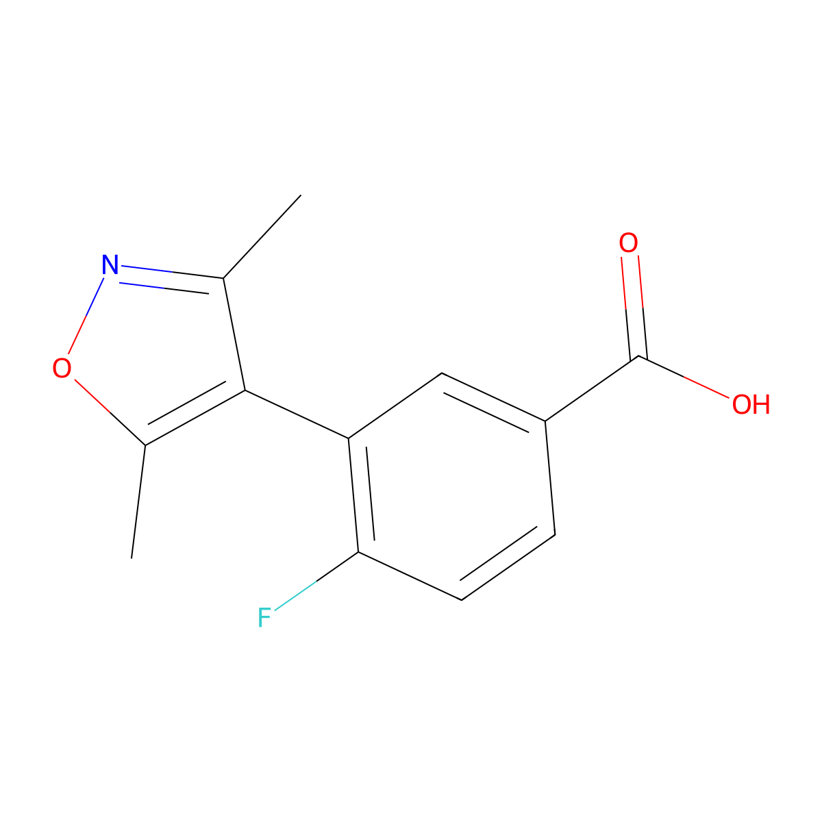 3-(3,5-Dimethyl-1,2-oxazol-4-yl)-4-fluorobenzoic acid molecular structure, CAS 1262010-65-0