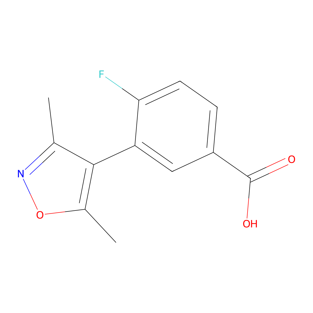 3-(3,5-Dimethyl-1,2-oxazol-4-yl)-4-fluorobenzoic acid molecular structure, CAS 1262010-65-0