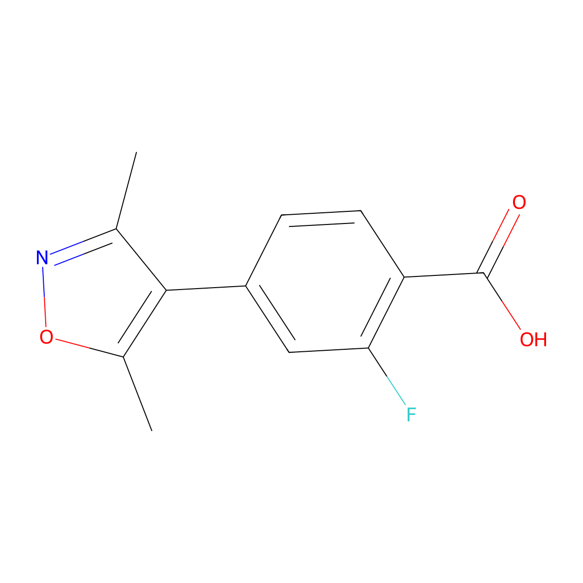 4-(3,5-Dimethyl-1,2-oxazol-4-yl)-2-fluorobenzoic acid molecular structure, CAS 1262010-68-3