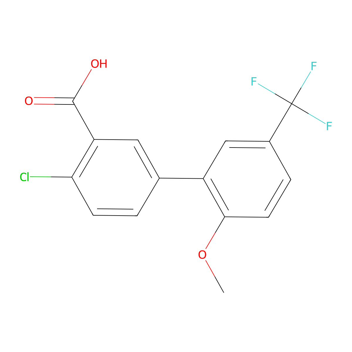 2-Chloro-5-(2-methoxy-5-trifluoromethylphenyl)benzoic acid molecular structure, CAS 1262010-96-7