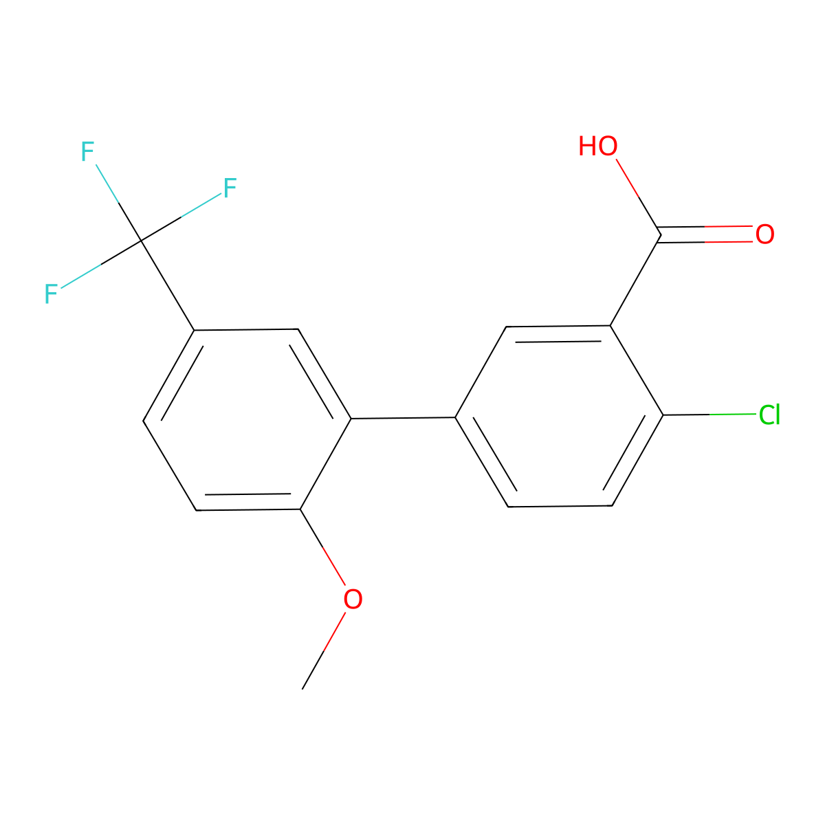 2-Chloro-5-(2-methoxy-5-trifluoromethylphenyl)benzoic acid molecular structure, CAS 1262010-96-7