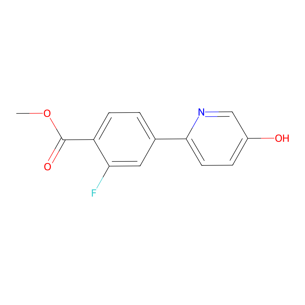 Methyl 2-fluoro-4-(5-hydroxypyridin-2-yl)benzoate molecular structure, CAS 1262010-97-8