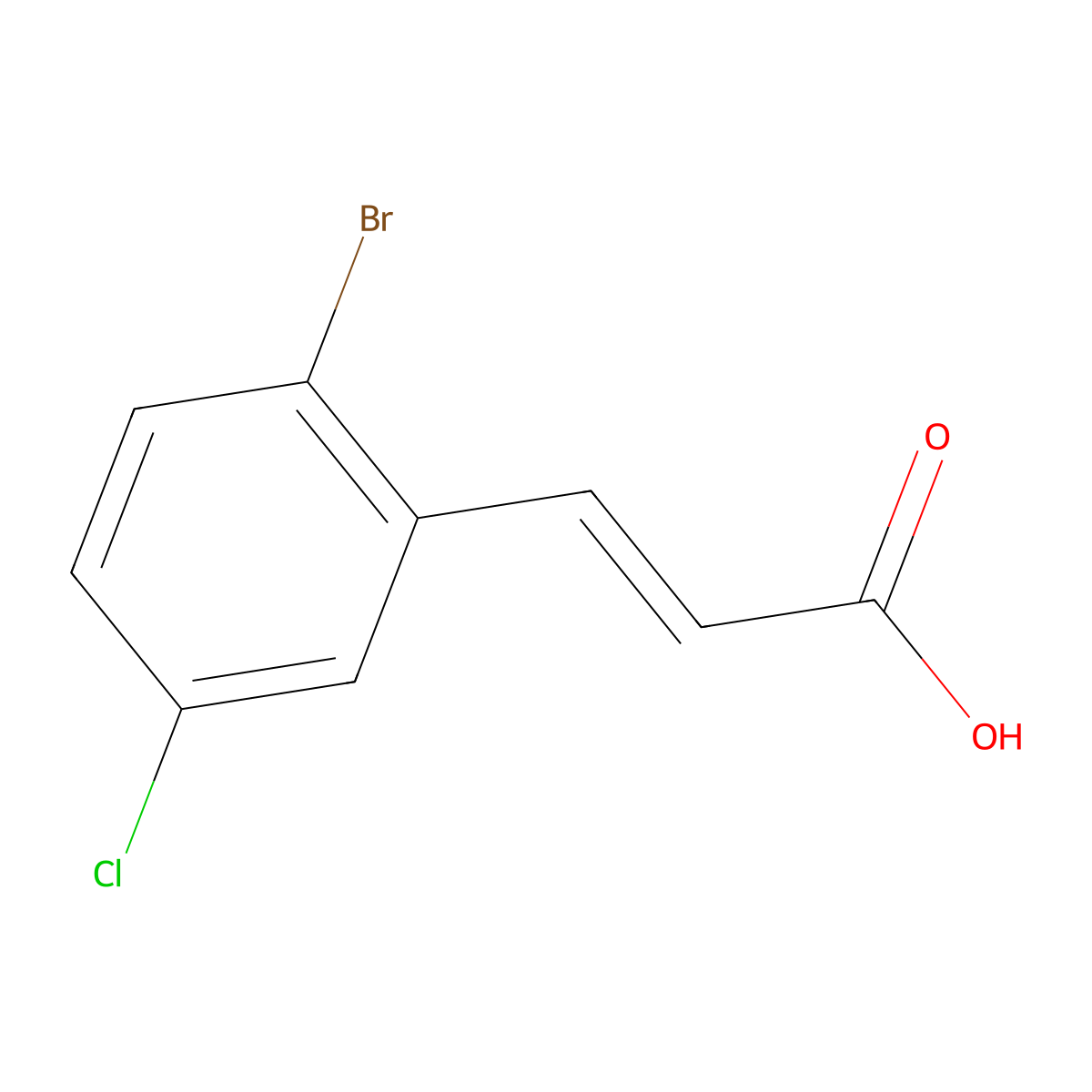 2-Bromo-5-chlorocinnamic acid molecular structure, CAS 1262012-16-7