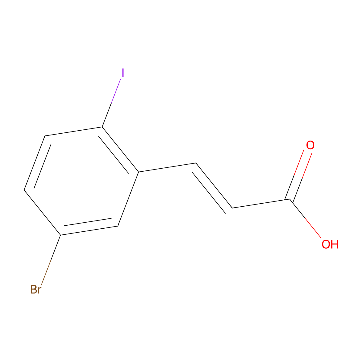 (E)-3-(5-Bromo-2-iodophenyl)acrylic acid molecular structure, CAS 1262013-61-5