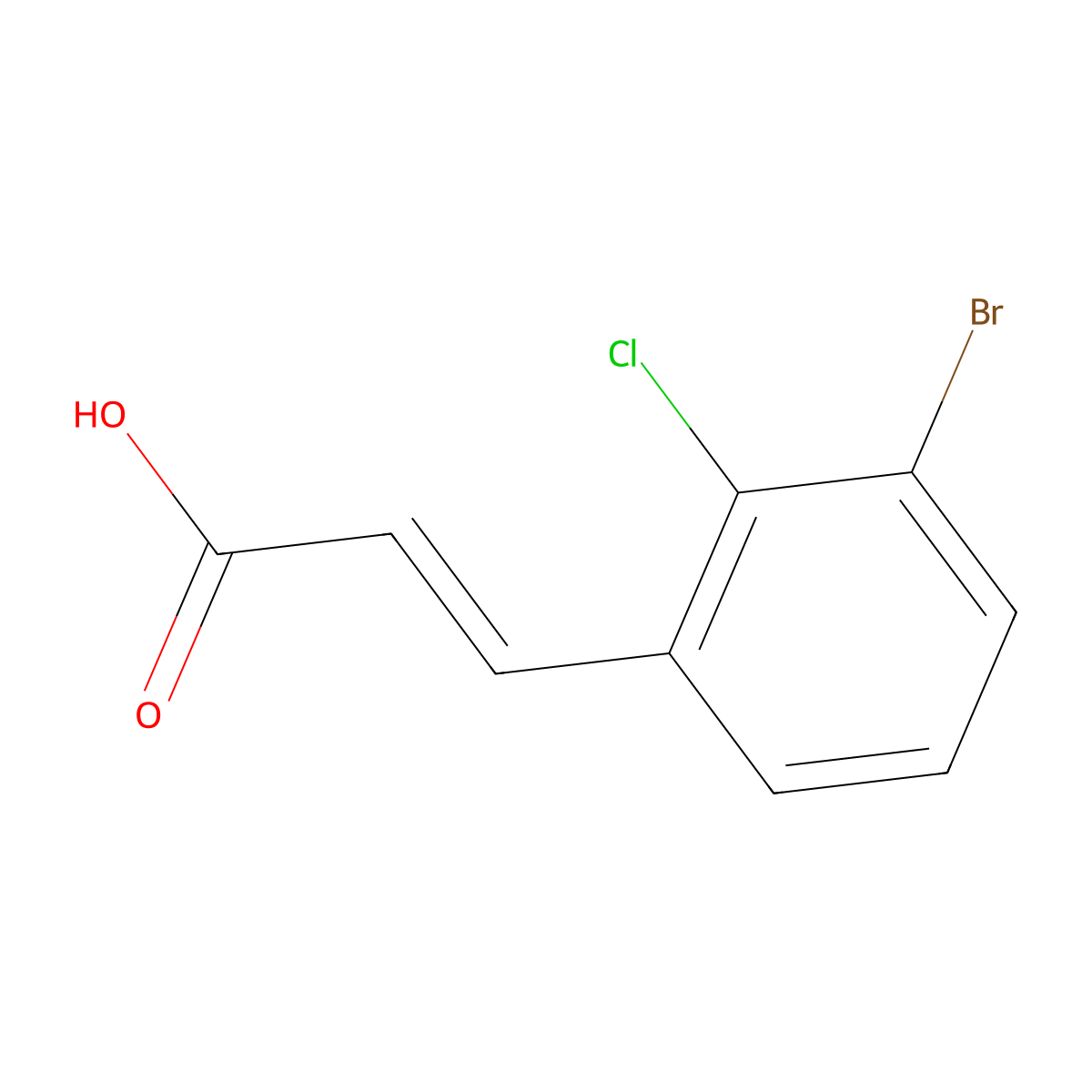 (2E)-3-(3-bromo-2-chlorophenyl)prop-2-enoic acid molecular structure, CAS 1262013-65-9