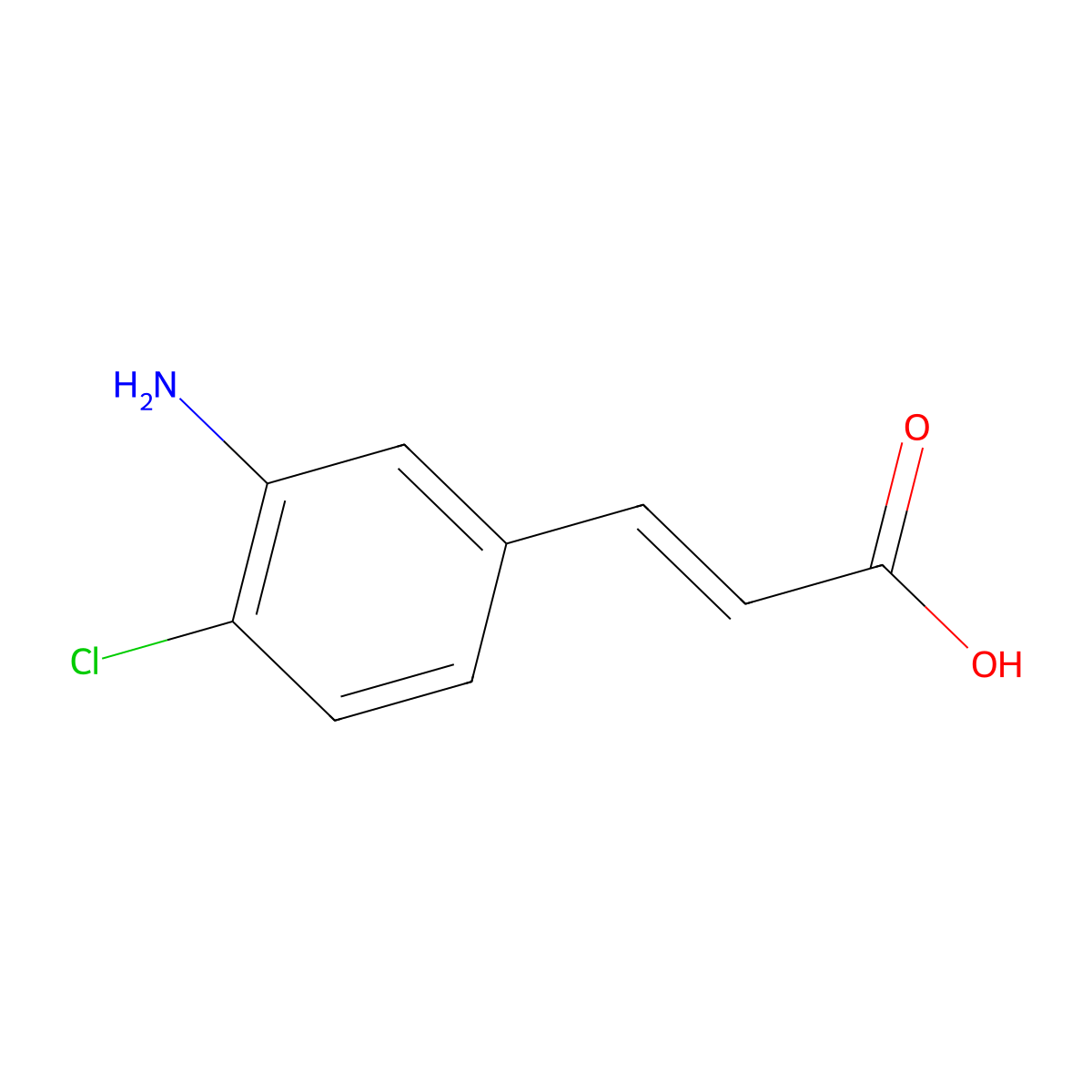 3-(3-Amino-4-chloro-phenyl)prop-2-enoic acid molecular structure, CAS 1262014-52-7