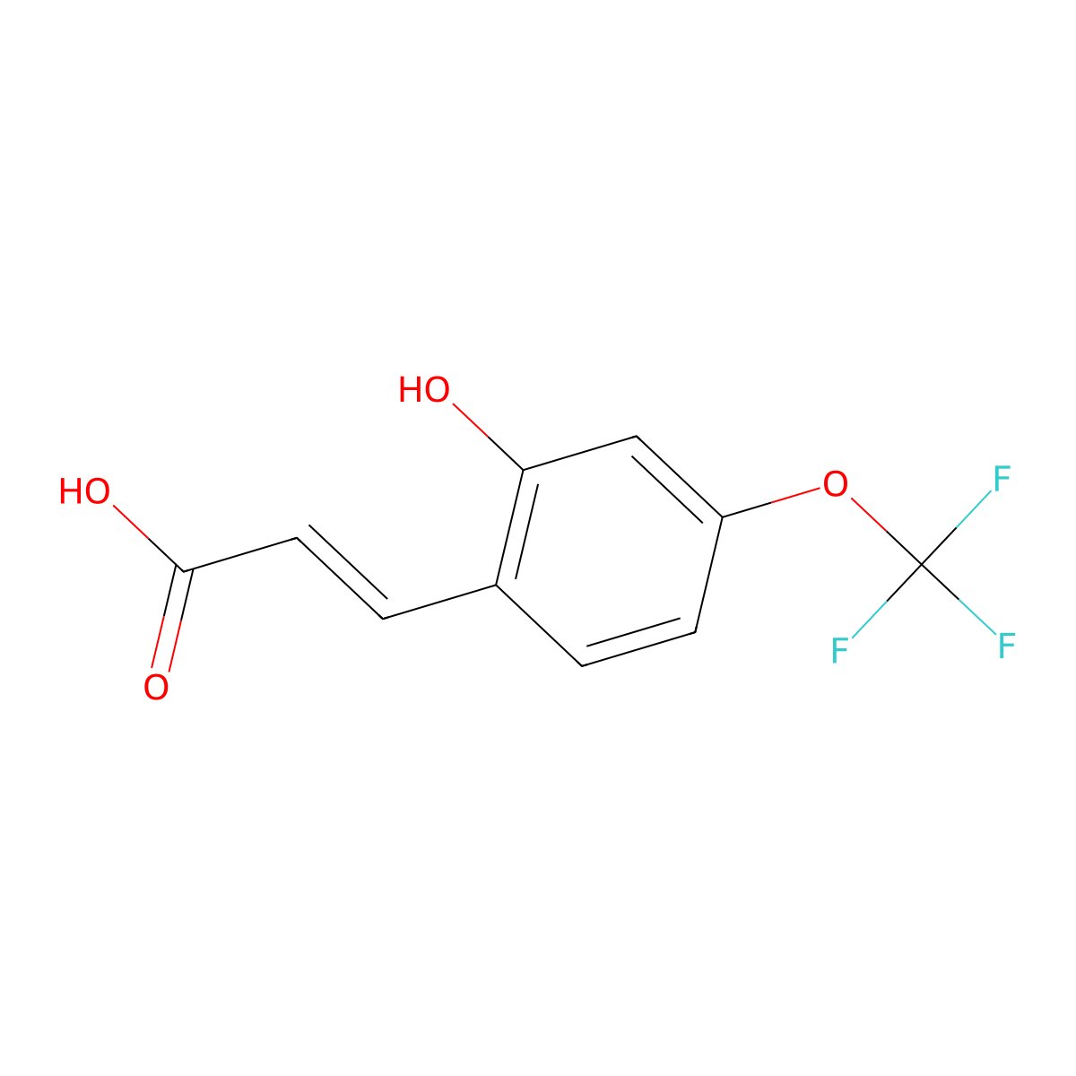 3-[2-Hydroxy-4-(trifluoromethoxy)phenyl]prop-2-enoic acid molecular structure, CAS 1262018-21-2