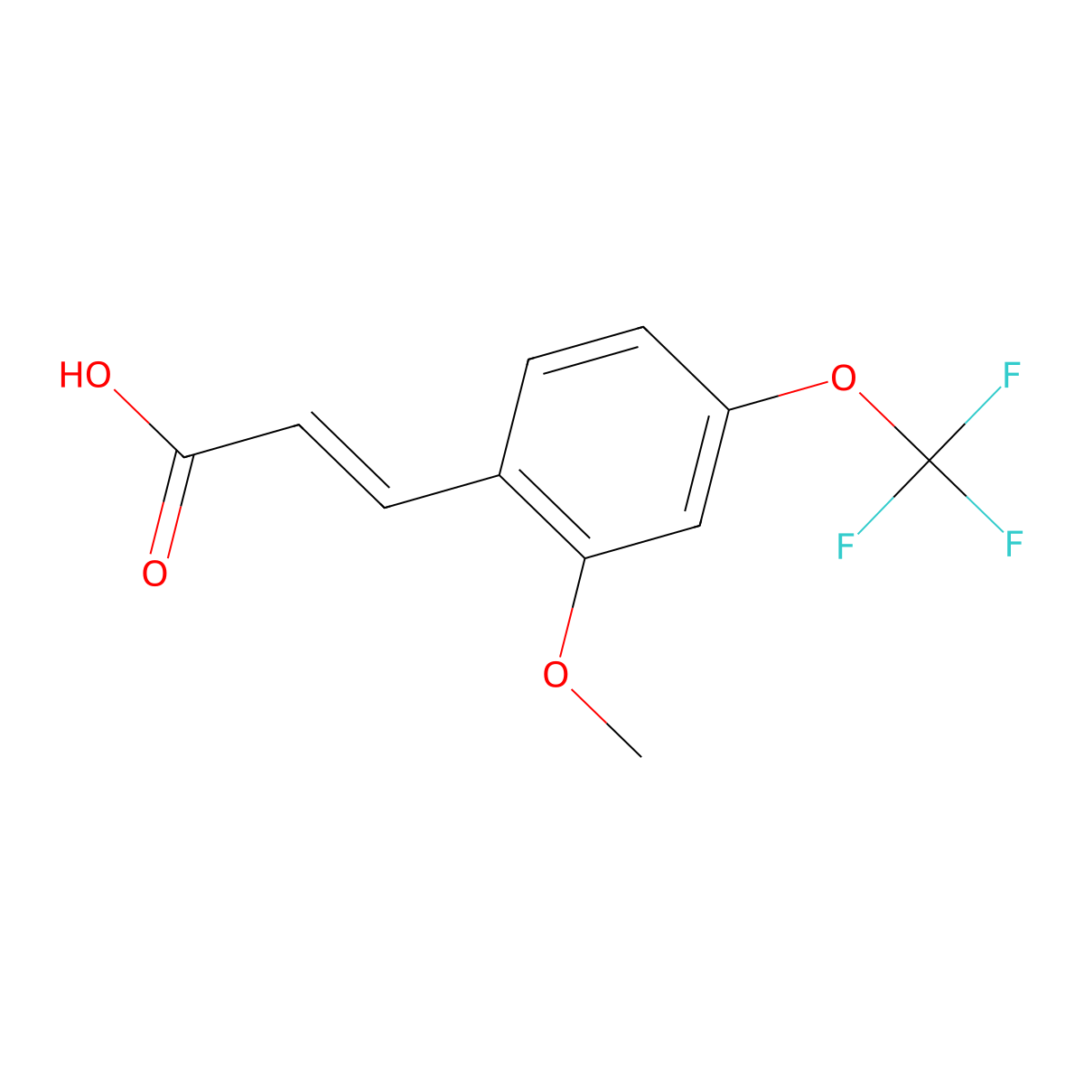 3-[2-Methoxy-4-(trifluoromethoxy)phenyl]prop-2-enoic acid molecular structure, CAS 1262019-21-5