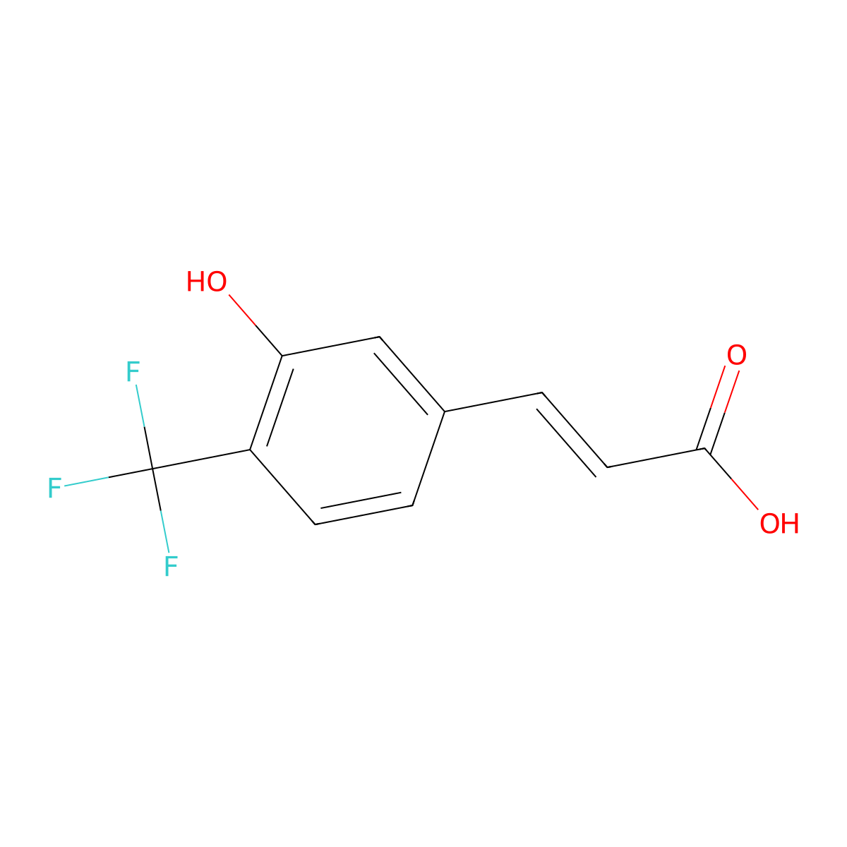 3-[3-Hydroxy-4-(trifluoromethyl)phenyl]prop-2-enoic acid molecular structure, CAS 1262020-08-5