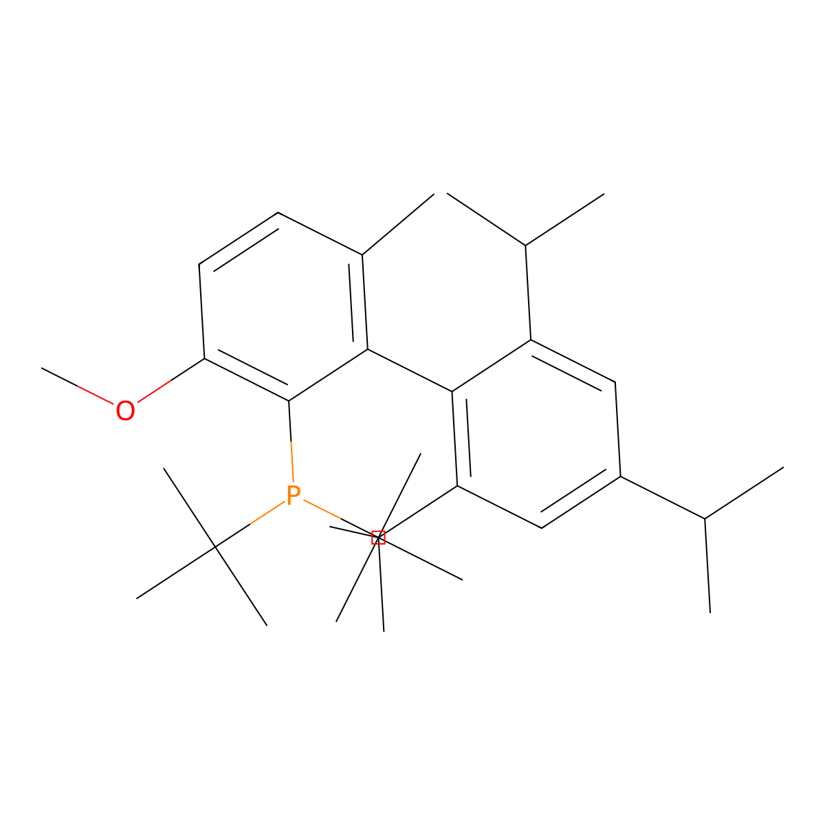 Di-tert-butyl(2',4',6'-triisopropyl-3-methoxy-6-methyl-[1,1'-biphenyl]-2-yl)phosphine , RockPhos molecular structure, CAS 1262046-34-3