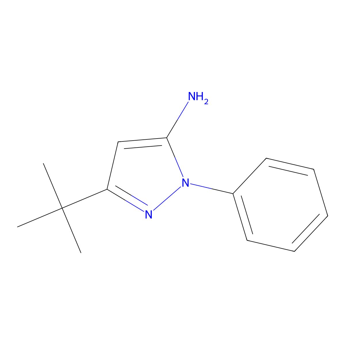 3-tert-butyl-1-phenyl-1H-pyrazol-5-amine molecular structure, CAS 126208-61-5