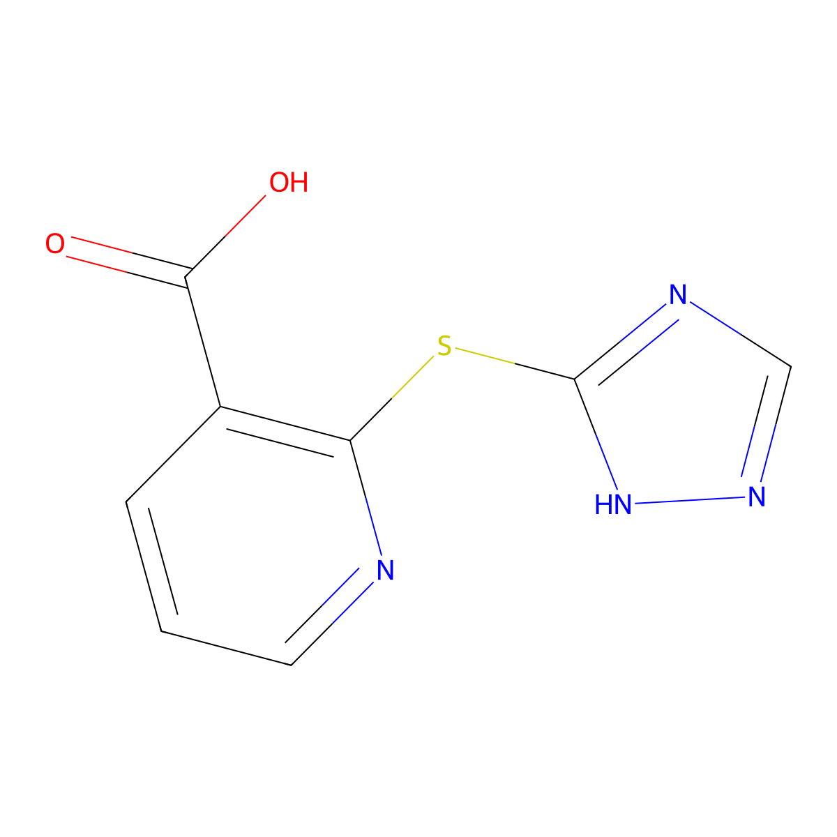 2-((1H-1,2,4-Triazol-3-yl)thio)nicotinic acid molecular structure, CAS 126209-06-1