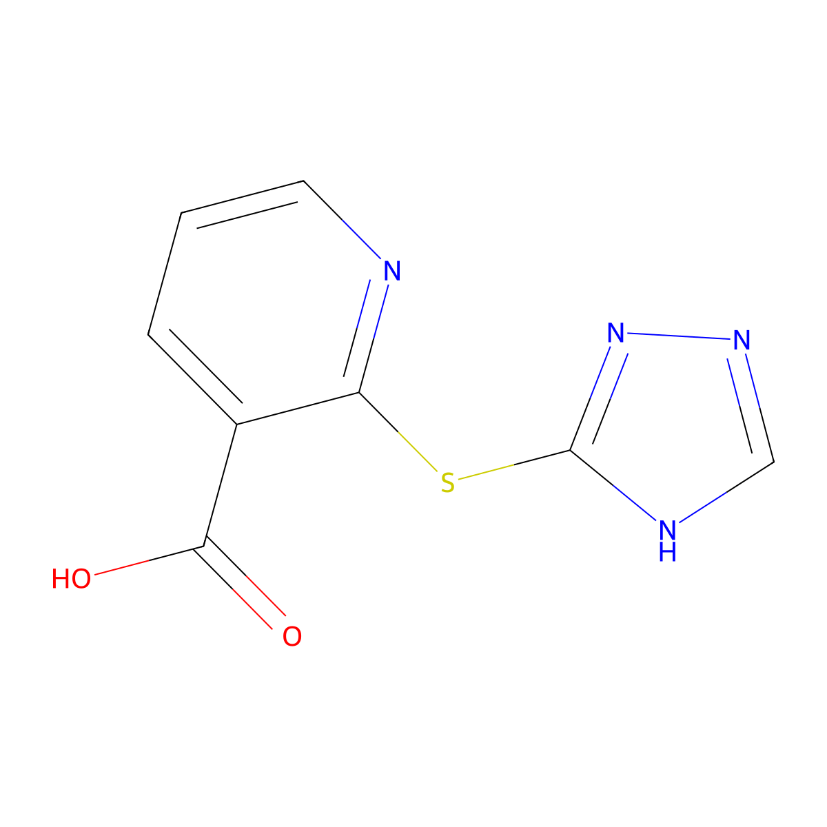 2-((1H-1,2,4-Triazol-3-yl)thio)nicotinic acid molecular structure, CAS 126209-06-1
