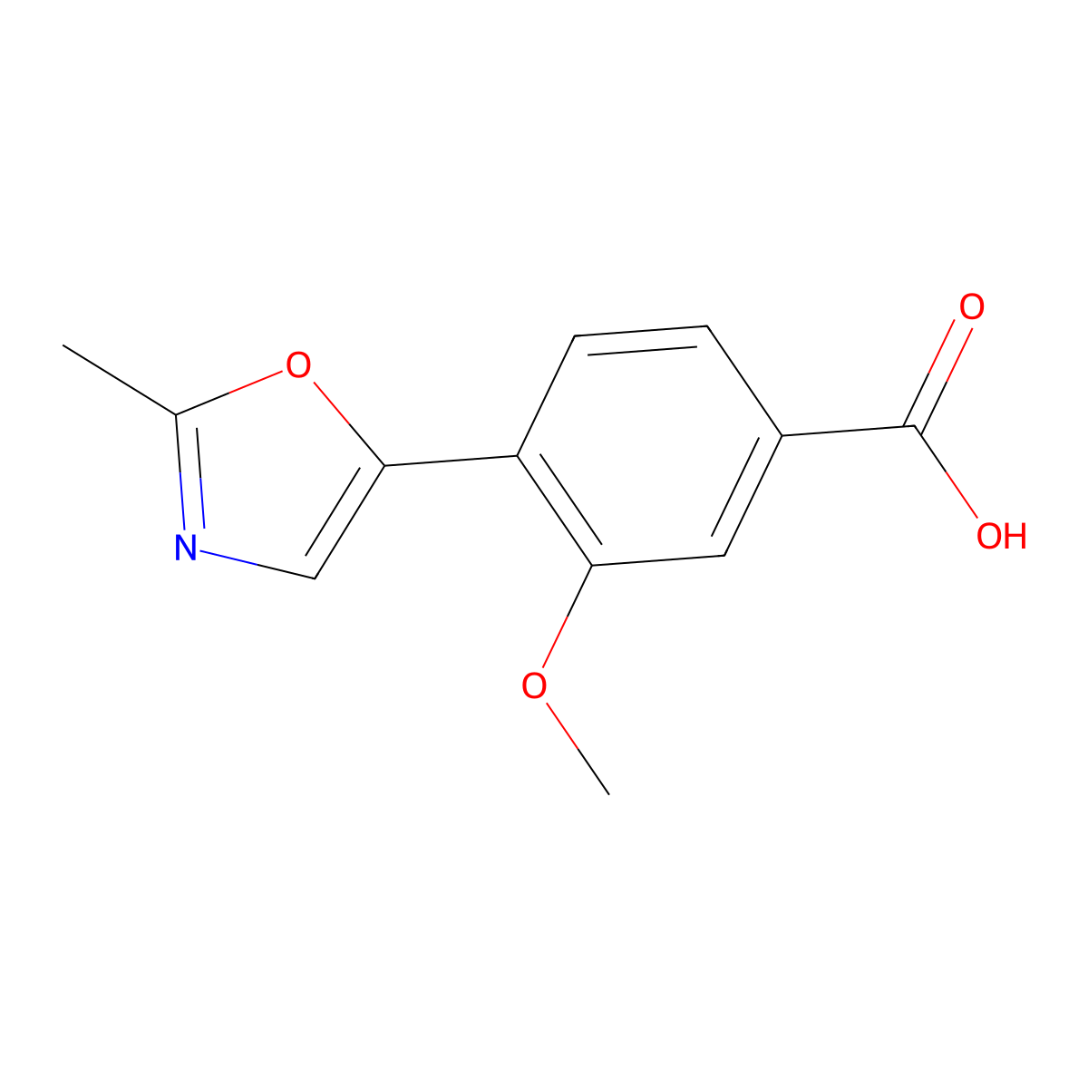 3-Methoxy-4-(2-methyl-1,3-oxazol-5-yl)benzoic acid molecular structure, CAS 1262106-81-9