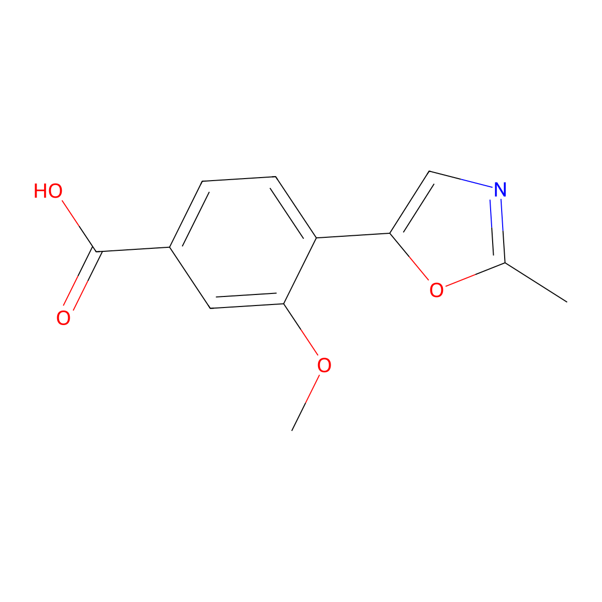 3-Methoxy-4-(2-methyl-1,3-oxazol-5-yl)benzoic acid molecular structure, CAS 1262106-81-9