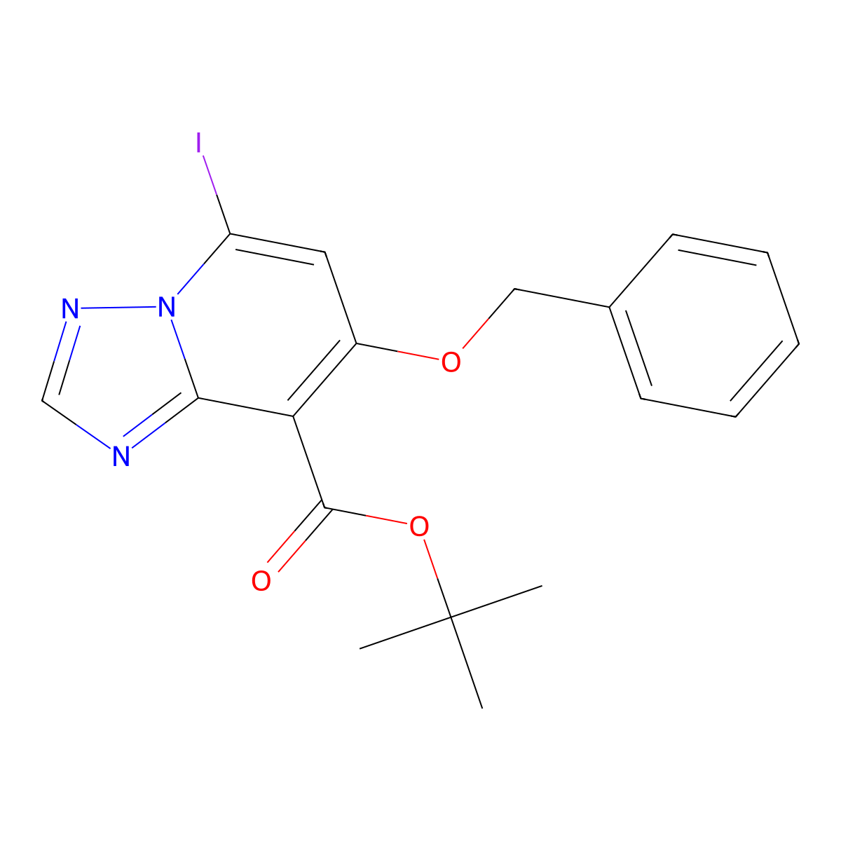 Tert-butyl 7-(benzyloxy)-5-iodo-[1,2,4]triazolo[1,5-a]pyridine-8-carboxylate molecular structure, CAS 1262132-97-7