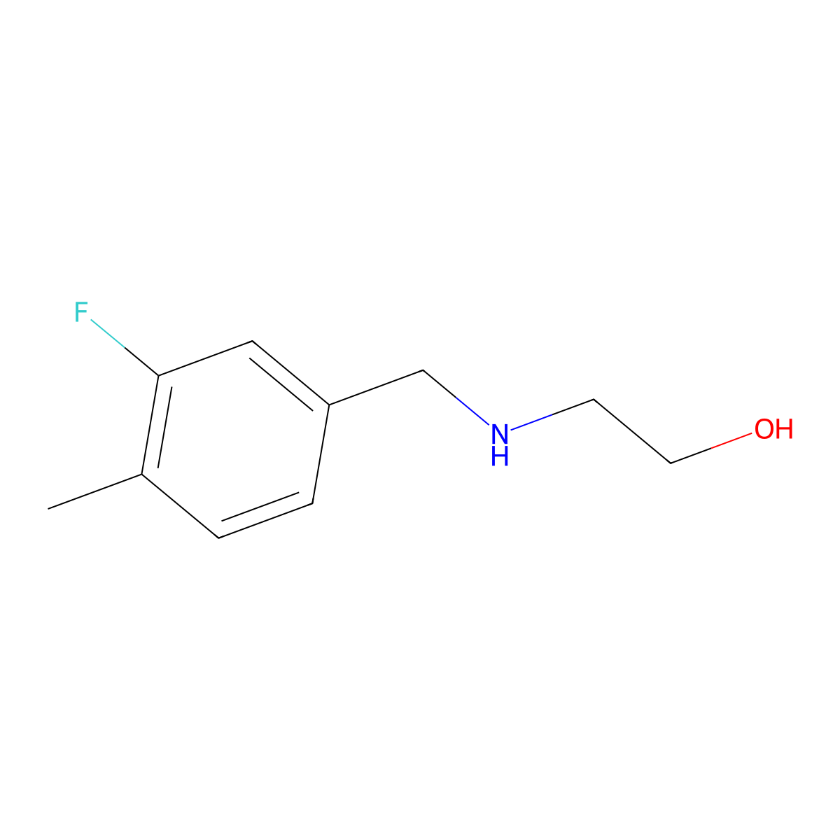2-{[(3-Fluoro-4-methylphenyl)methyl]amino}ethan-1-ol molecular structure, CAS 1262146-37-1