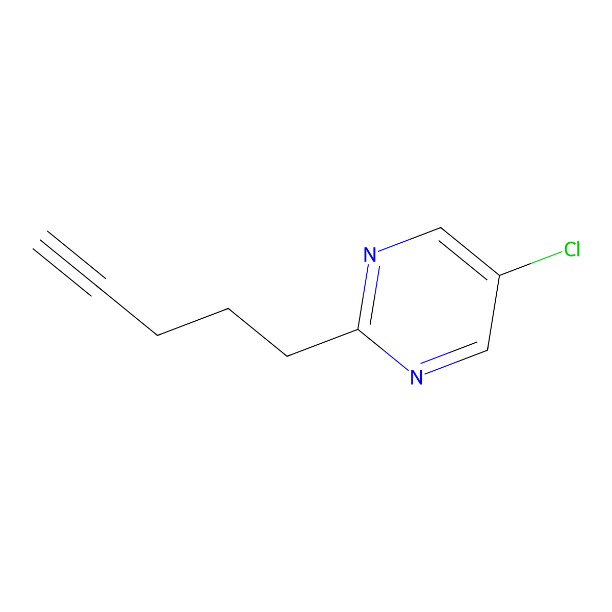 5-Chloro-2-(pent-4-yn-1-yl)pyrimidine molecular structure, CAS 126215-85-8