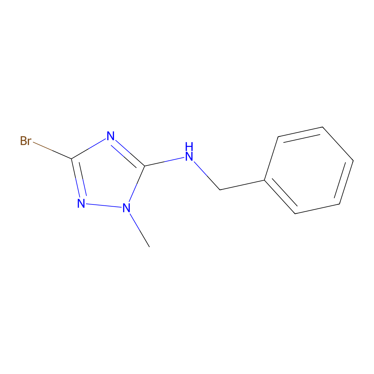 N-benzyl-3-bromo-1-methyl-1H-1,2,4-triazol-5-amine molecular structure, CAS 1262197-46-5