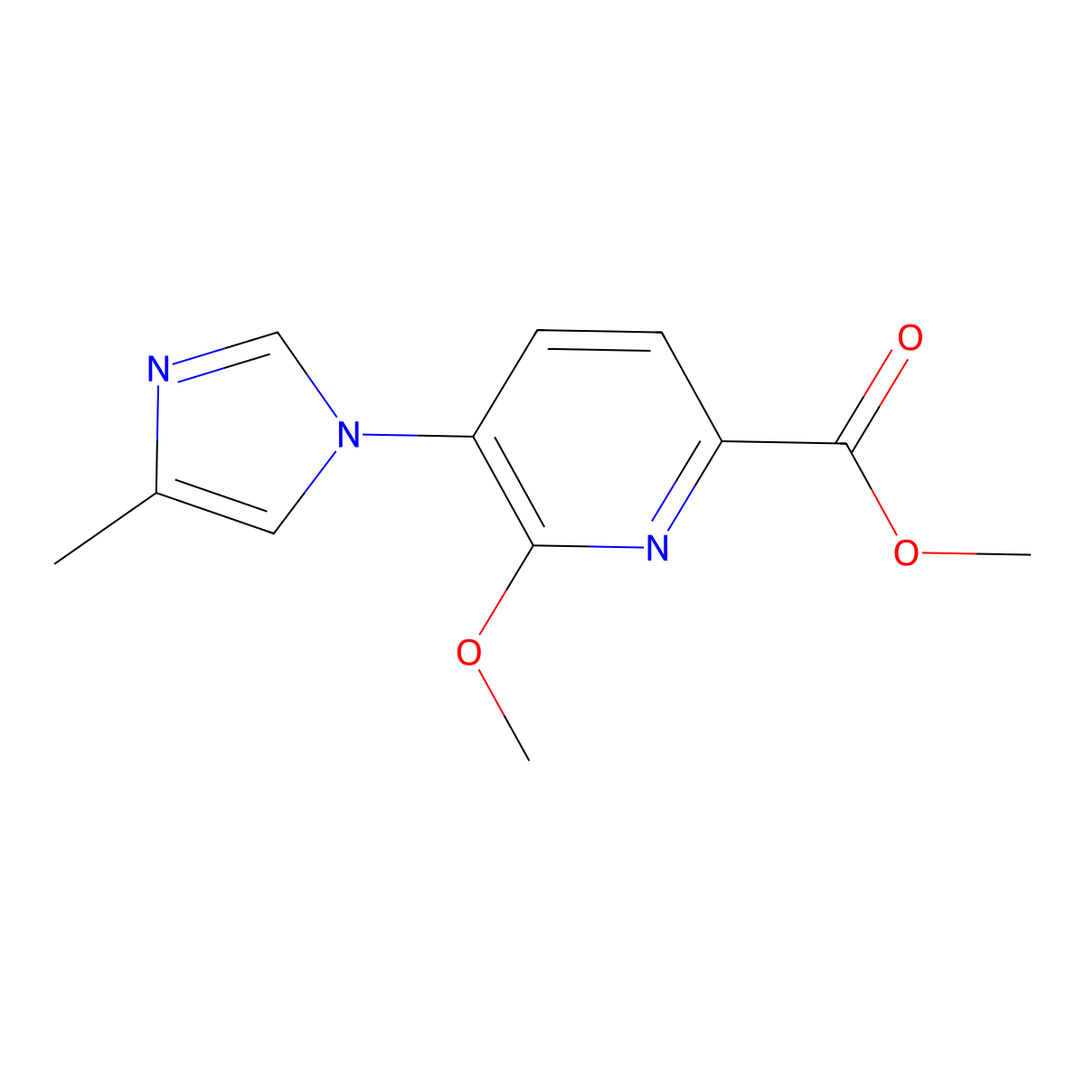 methyl 6-methoxy-5-(4-methyl-1H-imidazol-1-yl)pyridine-2-carboxylate molecular structure, CAS 1262197-81-8