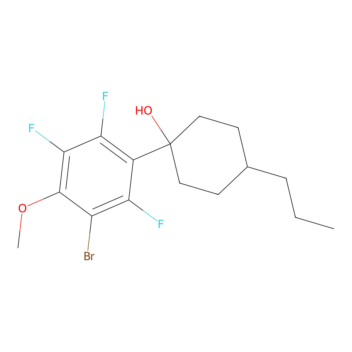 1-(3-Bromo-2,5,6-trifluoro-4-methoxyphenyl)-4-propylcyclohexanol molecular structure, CAS 1262220-70-1