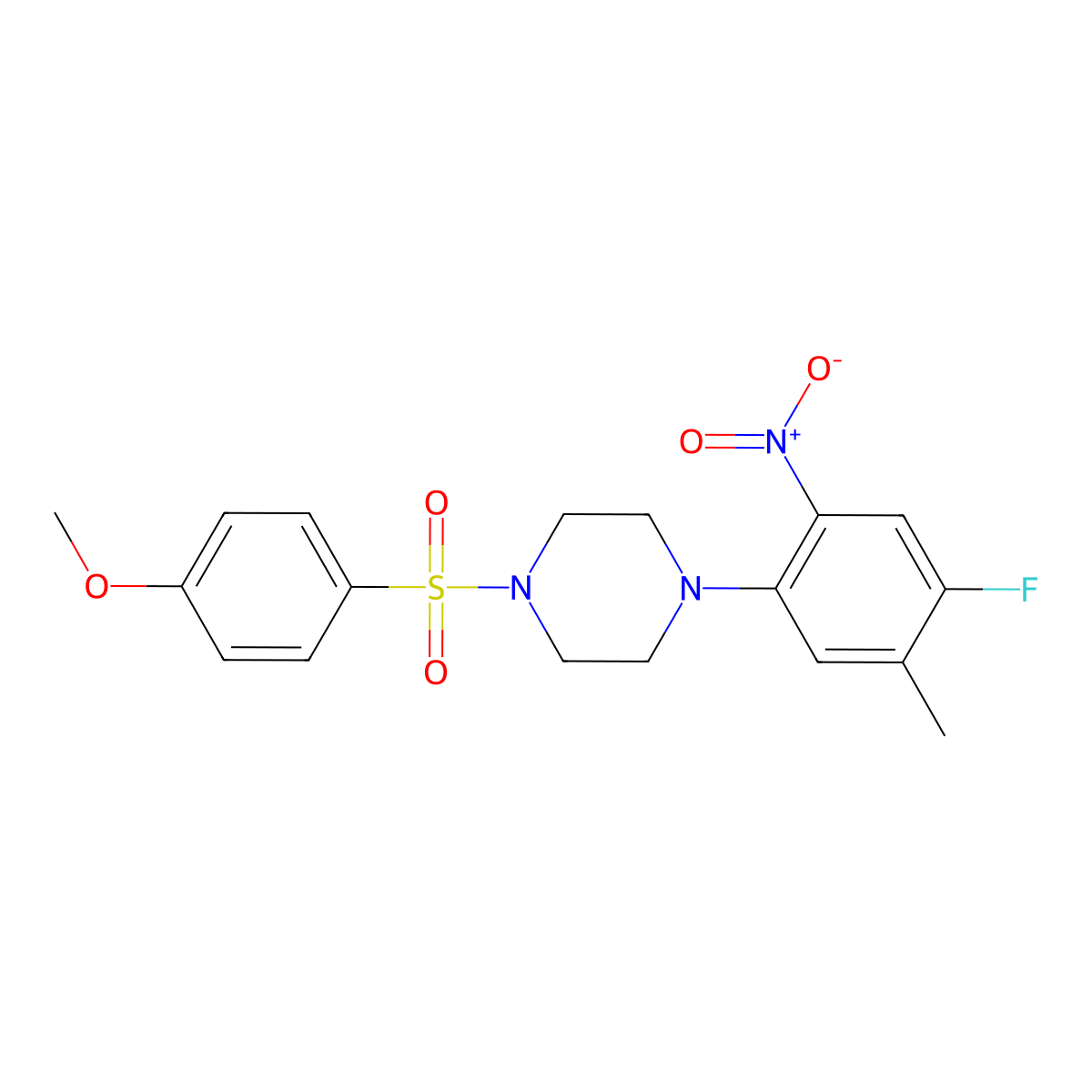 1-(4-Fluoro-5-methyl-2-nitrophenyl)-4-(4-methoxybenzenesulfonyl)piperazine molecular structure, CAS 1262222-56-9
